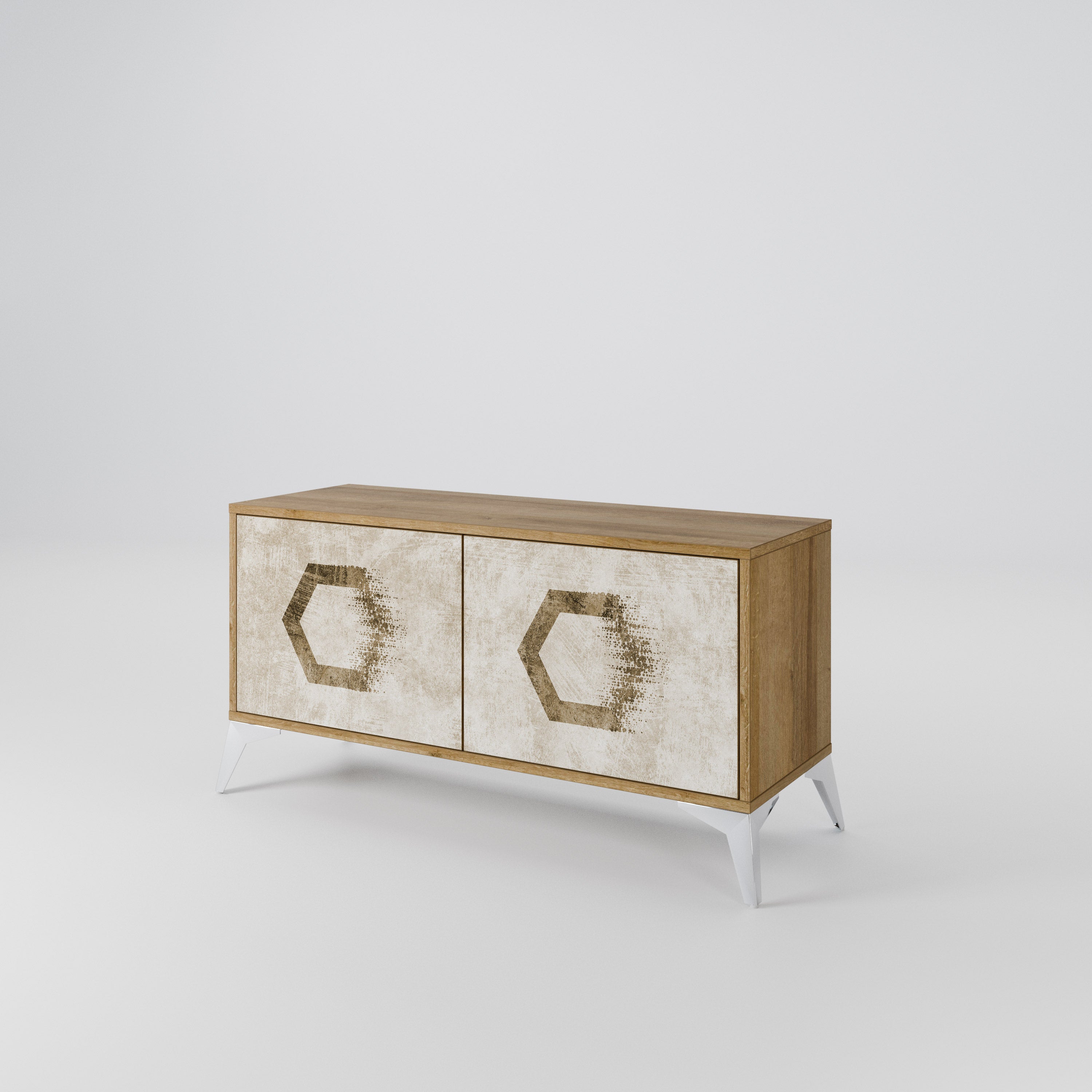 HEXAGONAL SHAPES Compact 2-Door TV Cabinet