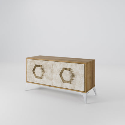 HEXAGONAL SHAPES Compact 2-Door TV Cabinet