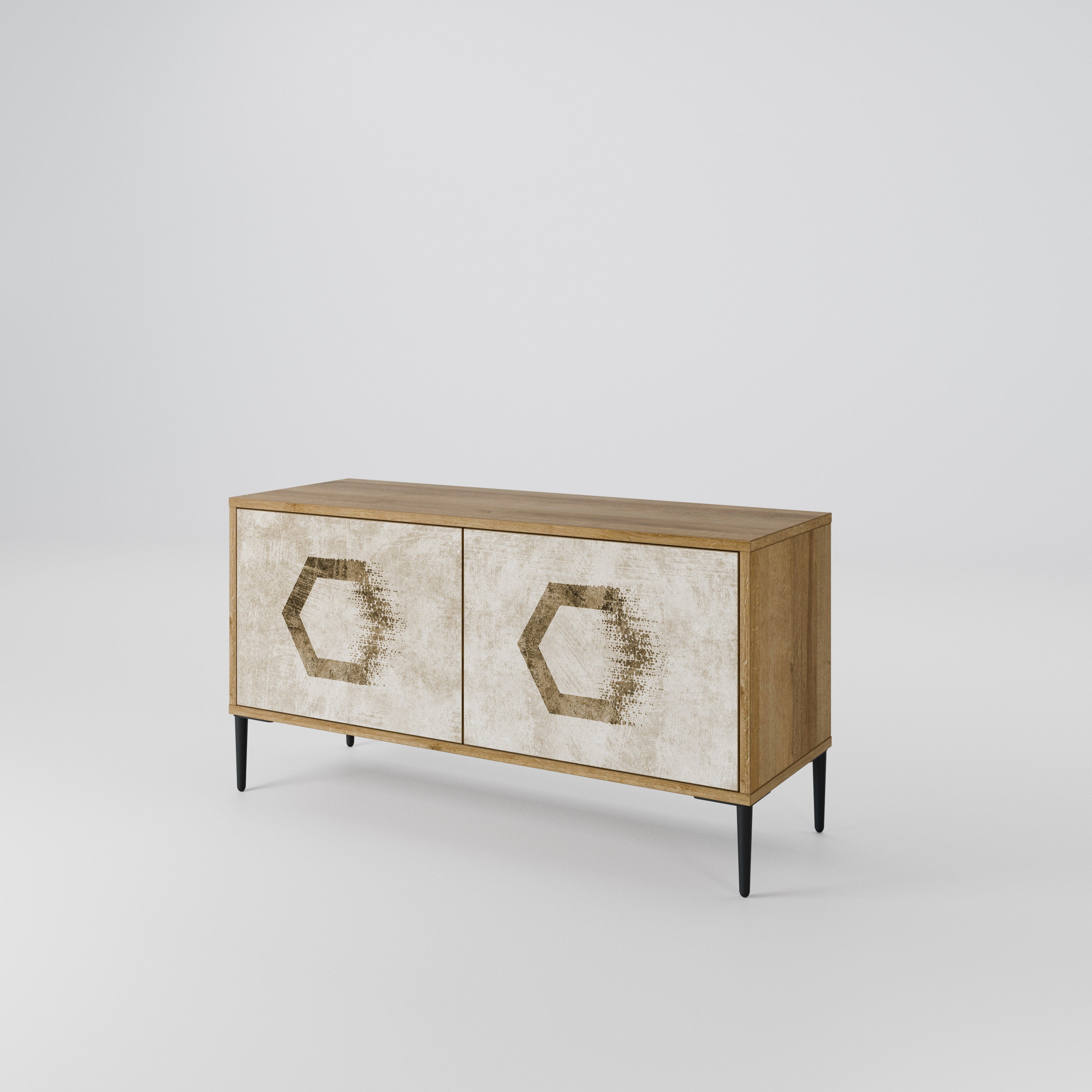 HEXAGONAL SHAPES Compact 2-Door TV Cabinet