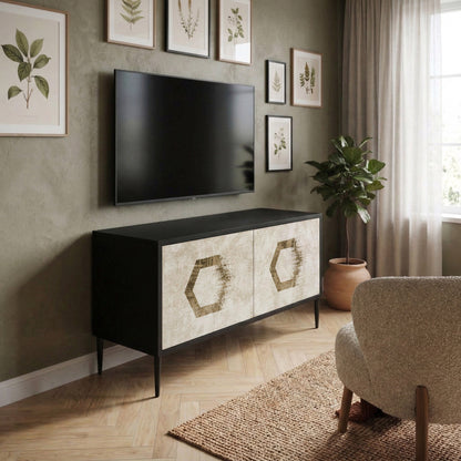HEXAGONAL SHAPES Compact 2-Door TV Cabinet