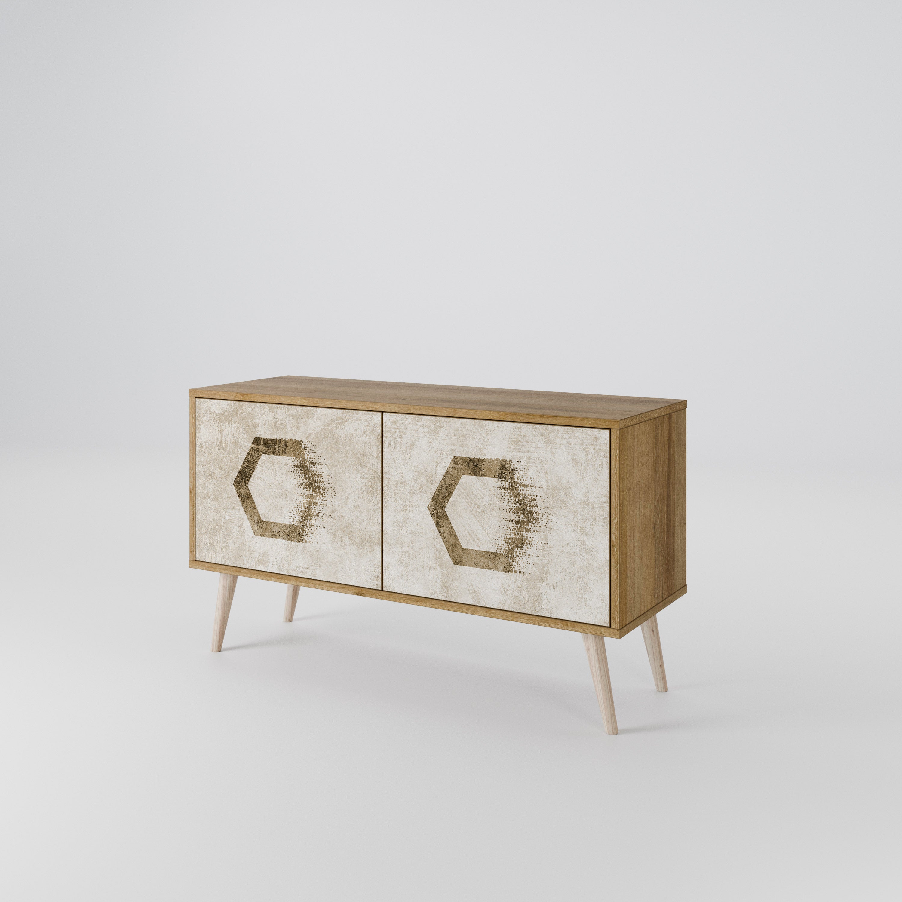 HEXAGONAL SHAPES Compact 2-Door TV Cabinet
