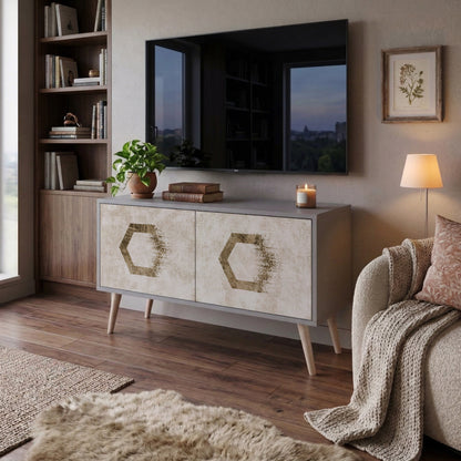 HEXAGONAL SHAPES Compact 2-Door TV Cabinet