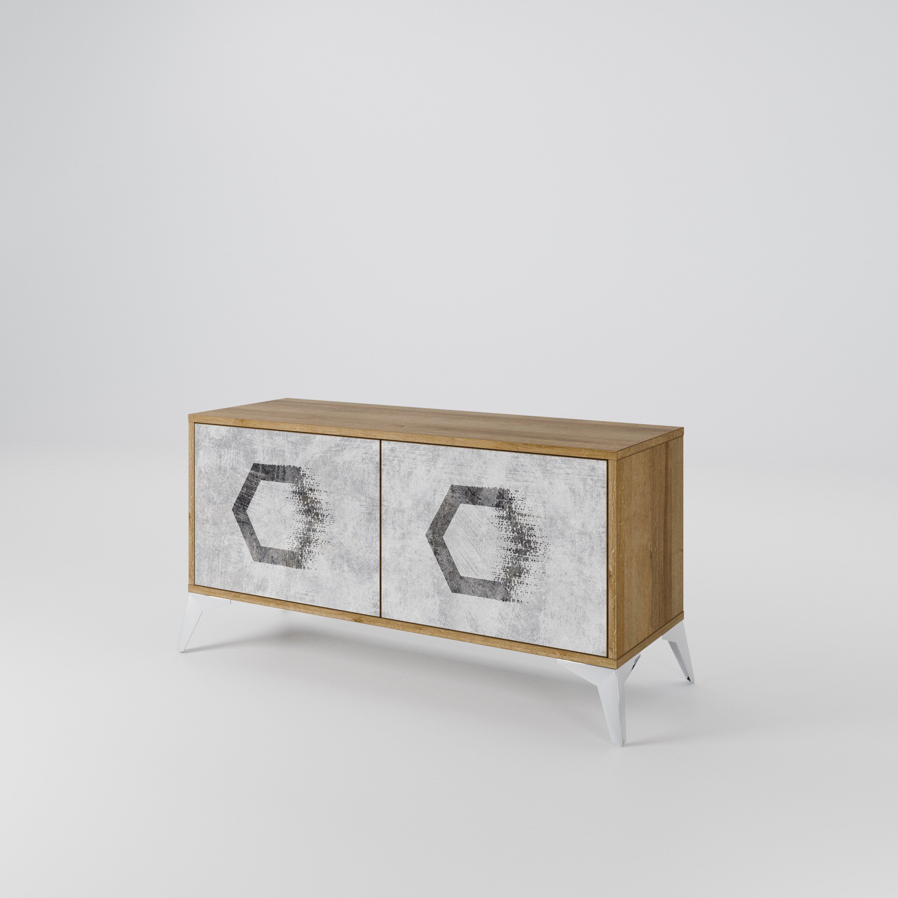 HEXAGONAL FIGURES Compact 2-Door TV Cabinet