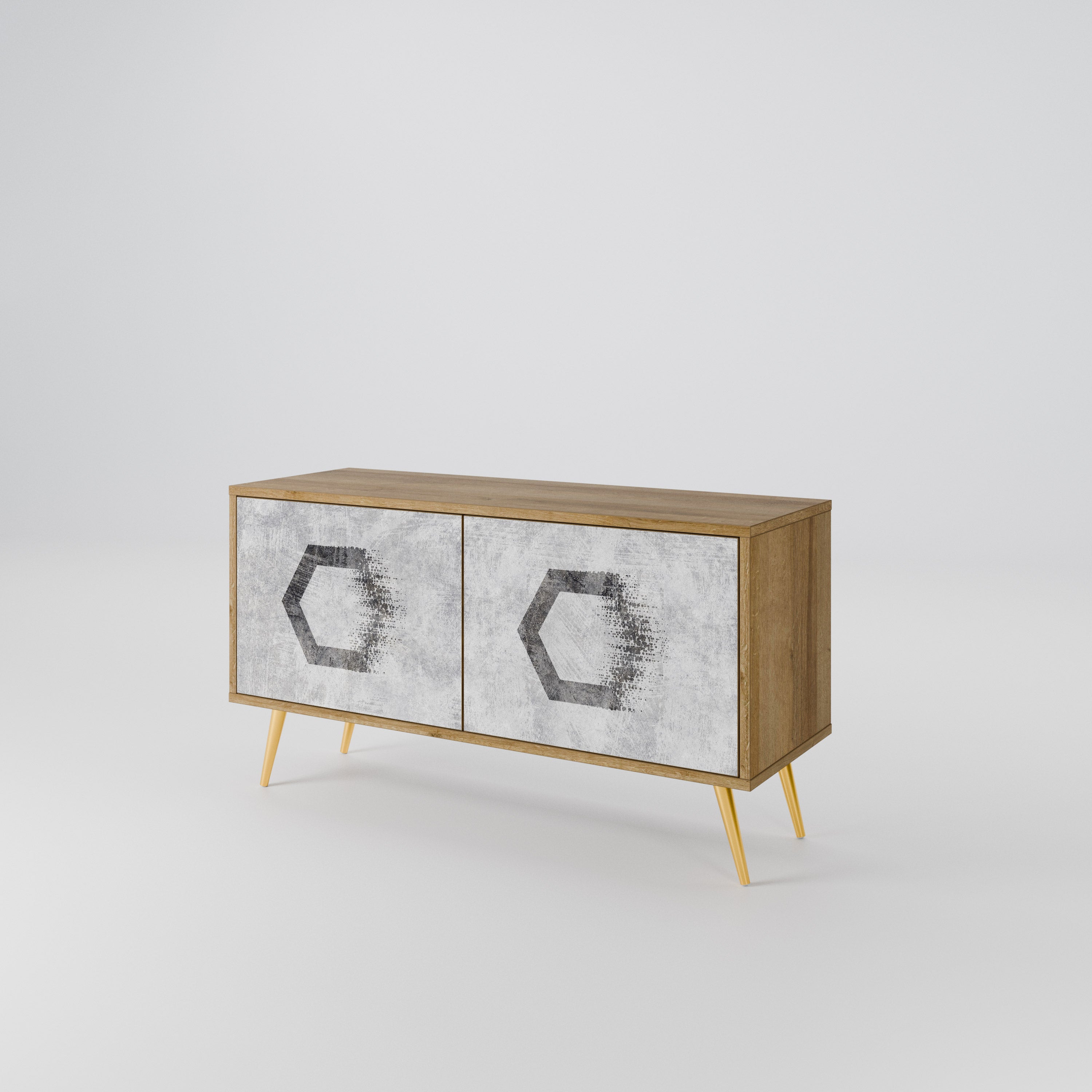 HEXAGONAL FIGURES Compact 2-Door TV Cabinet