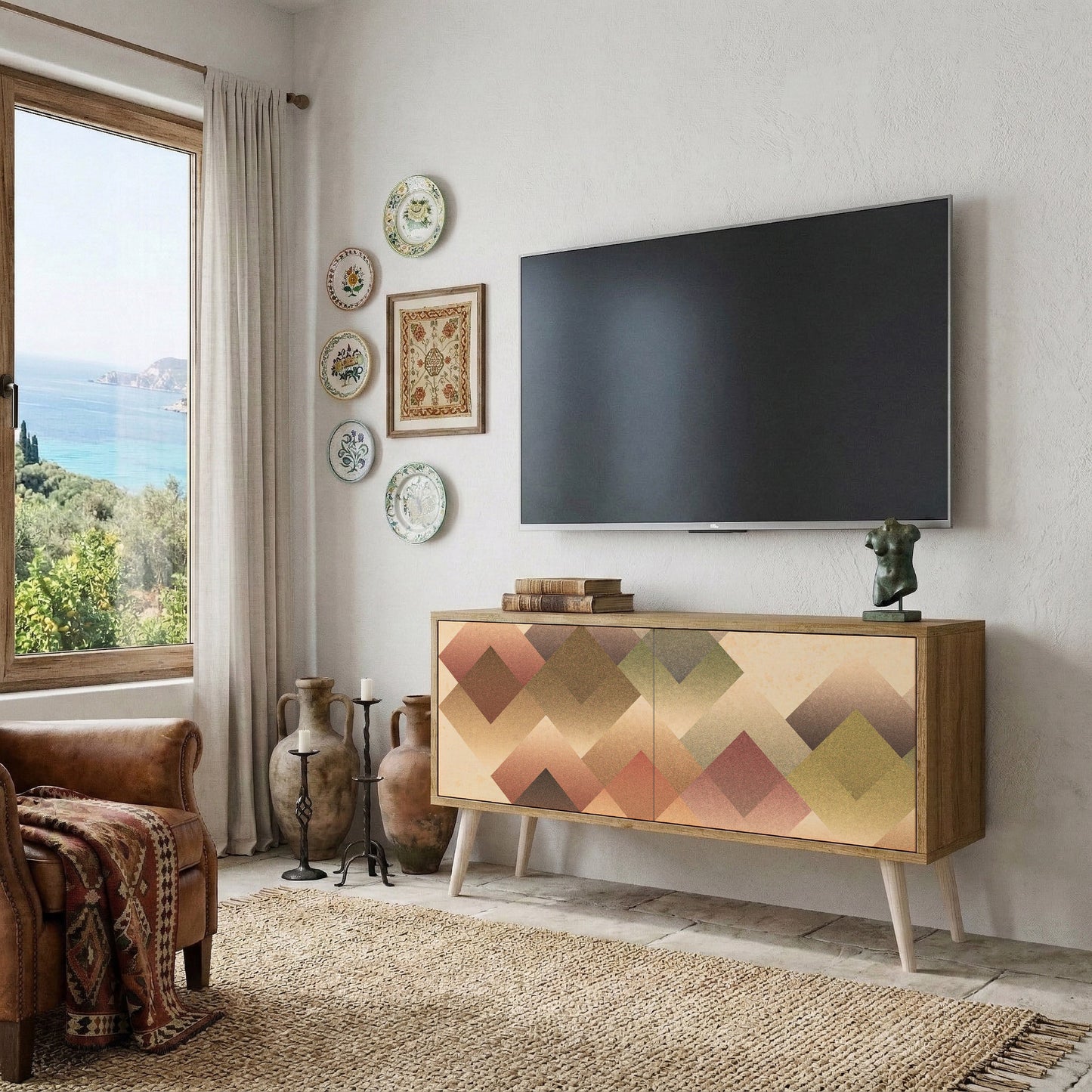 GEOMETRIC FUSION Compact 2-Door TV Cabinet