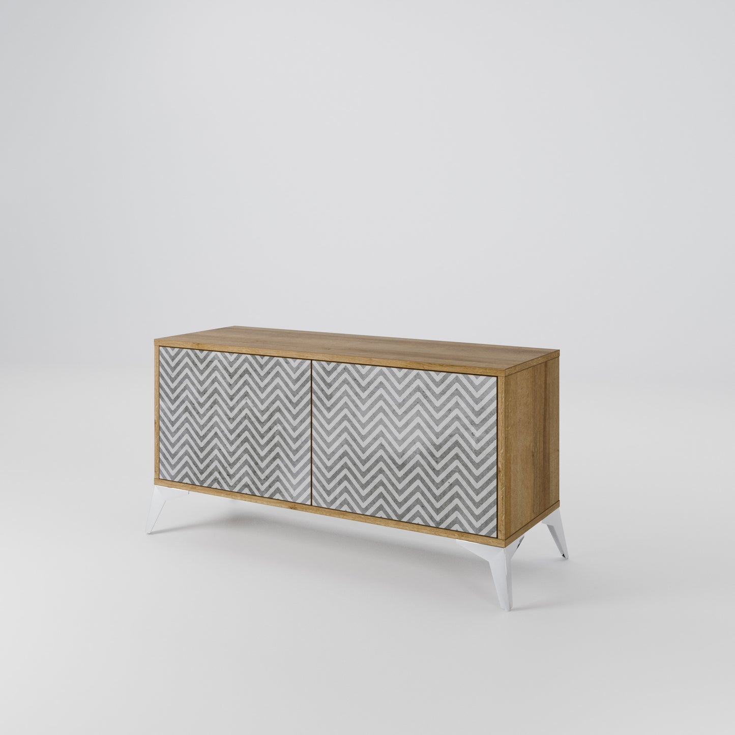 CONCRETE ZIG ZAG Compact 2-Door TV Cabinet