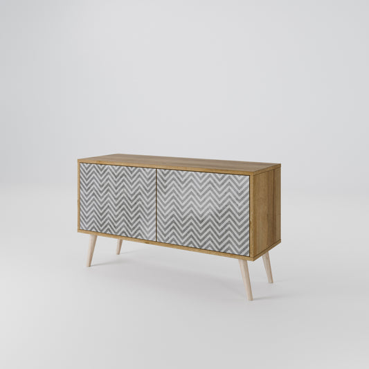 CONCRETE ZIG ZAG Compact 2-Door TV Cabinet