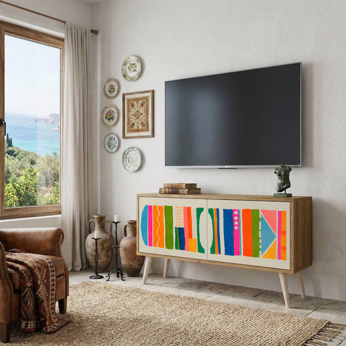 GEOMETRIC SHINE Compact 2-Door TV Cabinet