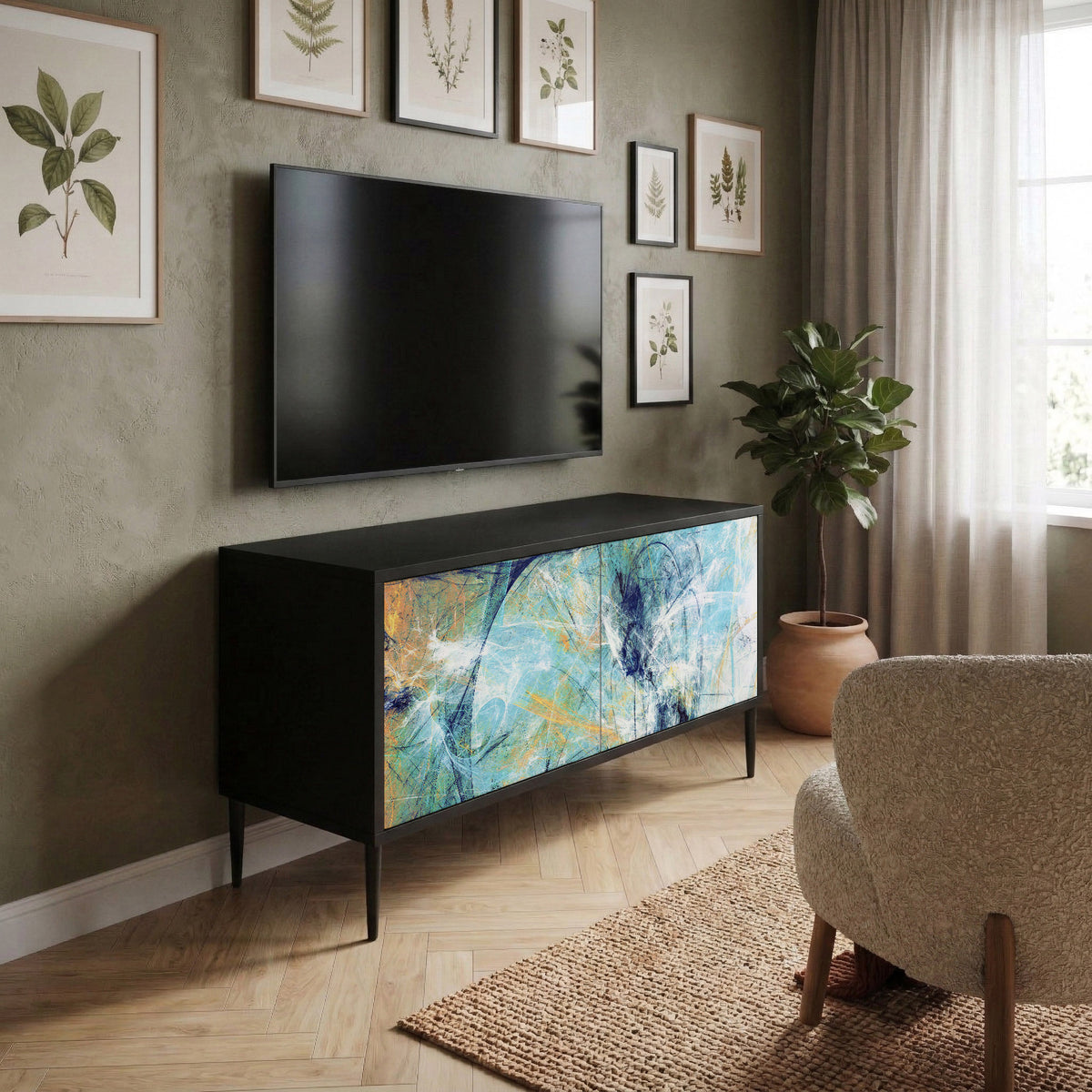 ABSTRACT THOUGHTS Compact 2-Door TV Cabinet