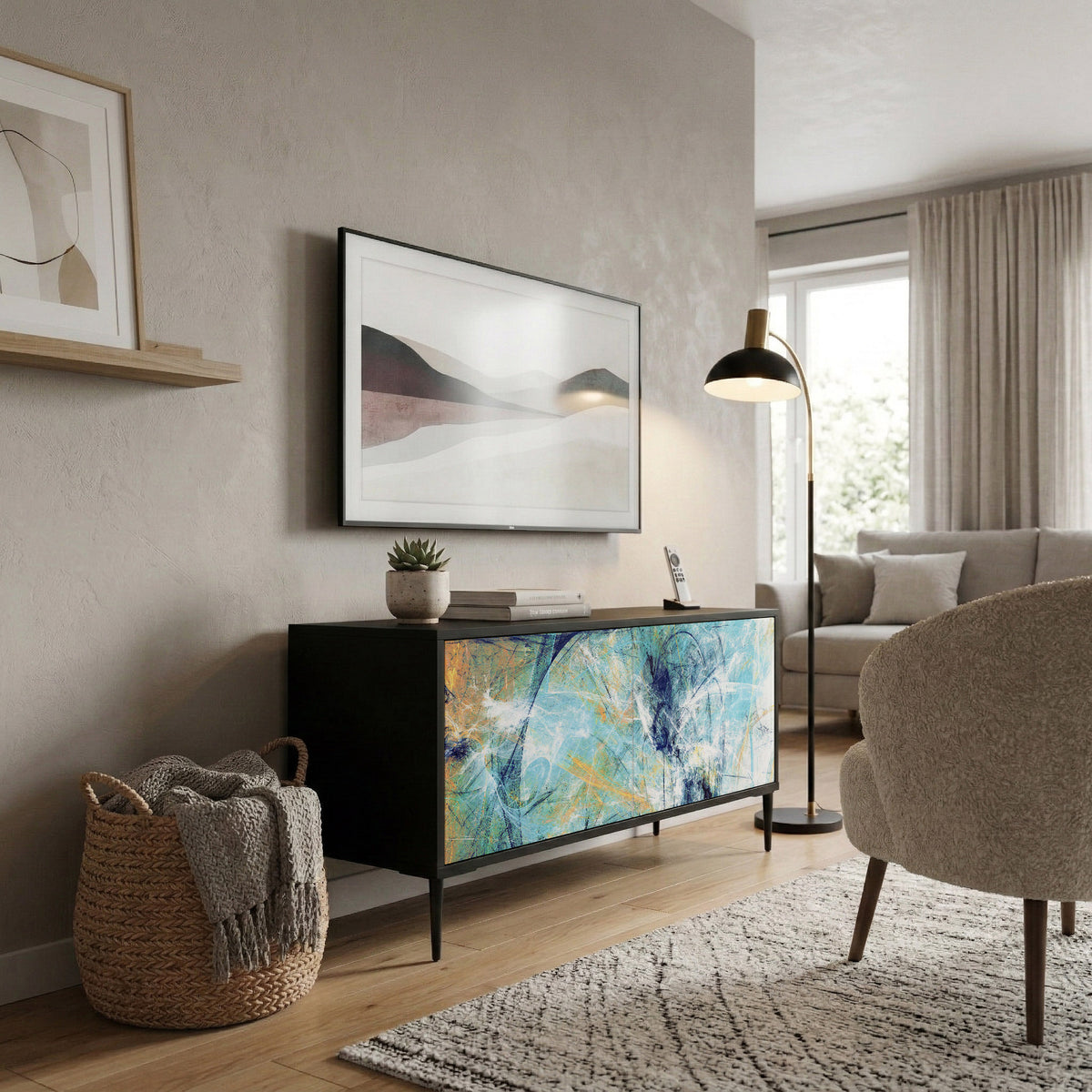 ABSTRACT THOUGHTS Compact 2-Door TV Cabinet