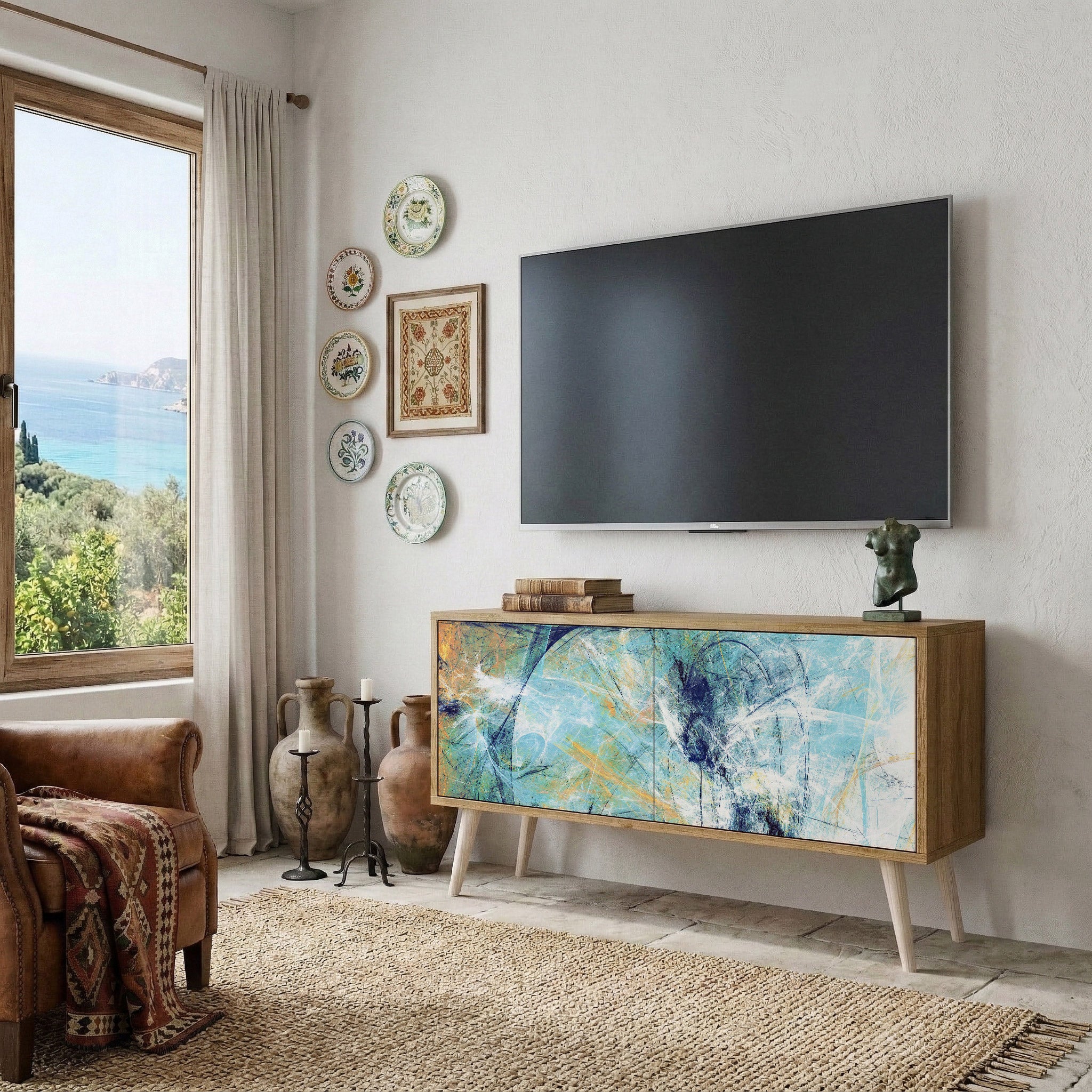 ABSTRACT THOUGHTS Compact 2-Door TV Cabinet