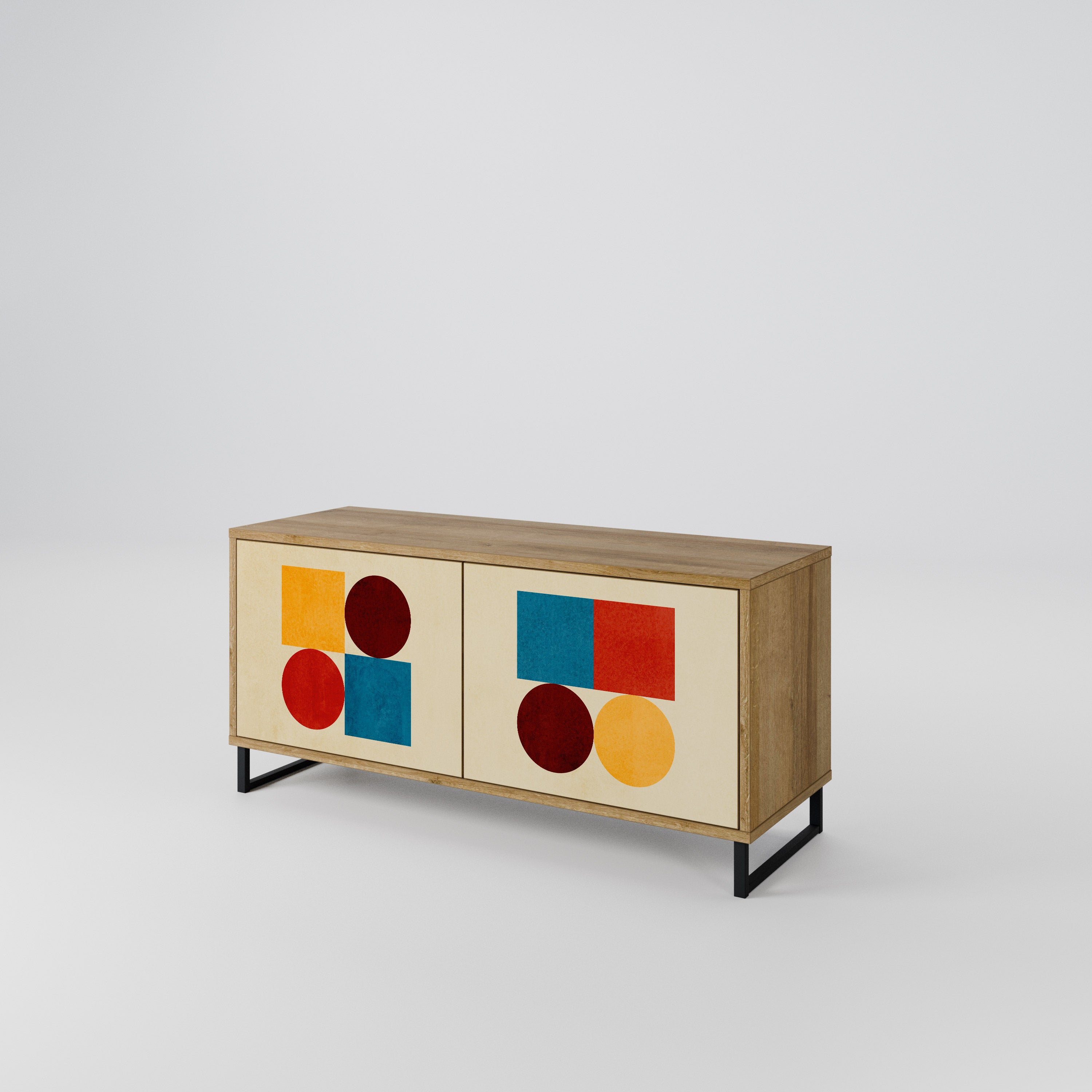 GEOMETRIC PUZZLE Compact 2-Door TV Cabinet