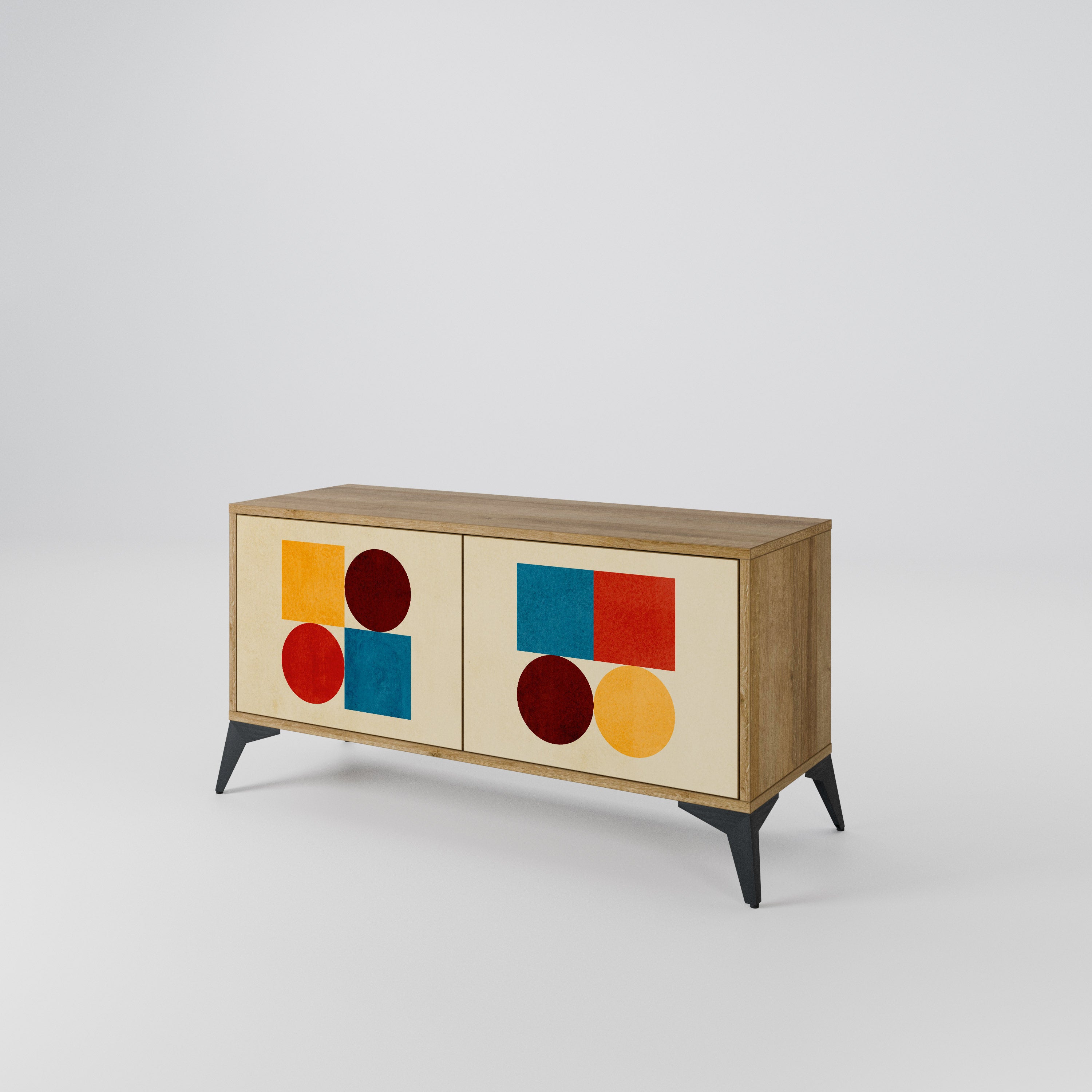 GEOMETRIC PUZZLE Compact 2-Door TV Cabinet