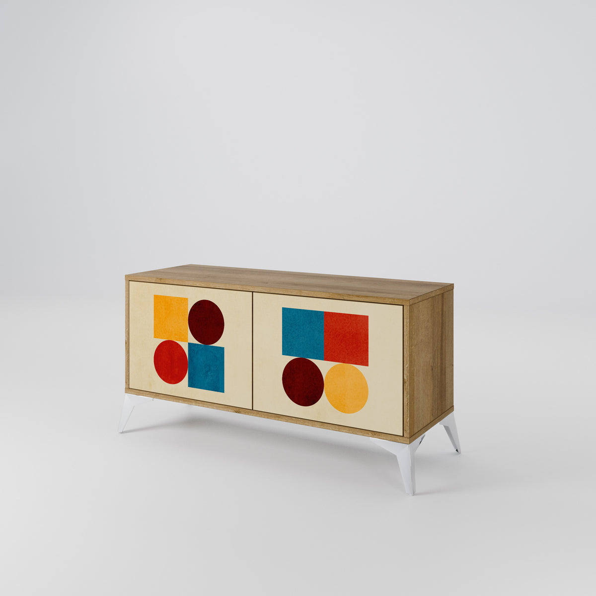 GEOMETRIC PUZZLE Compact 2-Door TV Cabinet