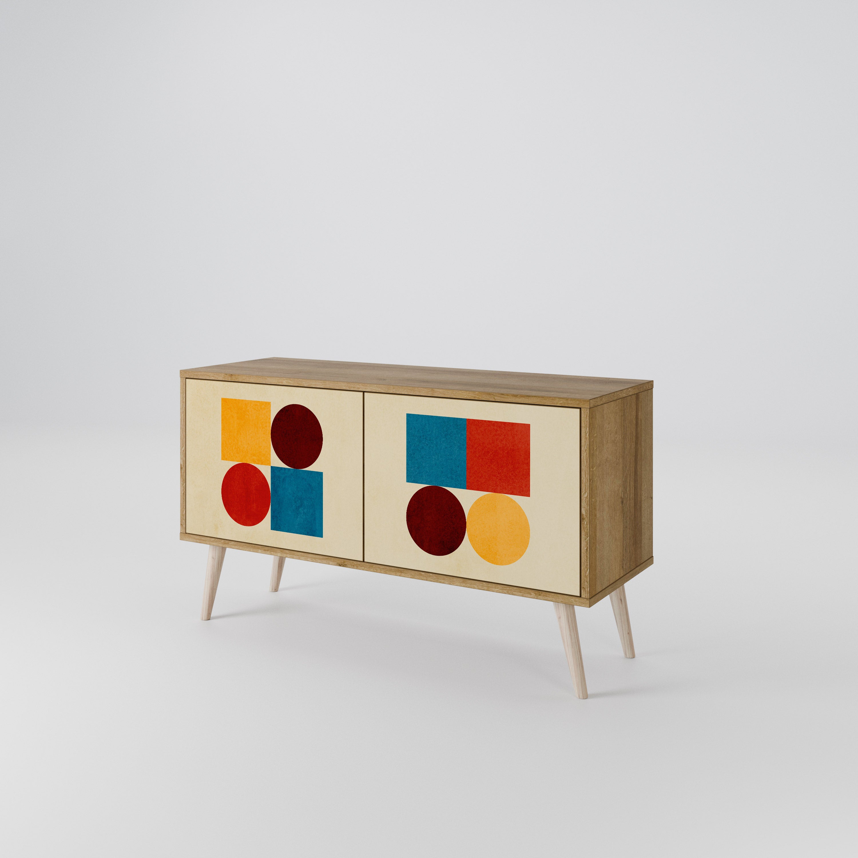 GEOMETRIC PUZZLE Compact 2-Door TV Cabinet