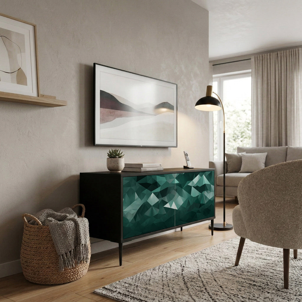 POLYGONAL FLOATING Compact 2-Door TV Cabinet