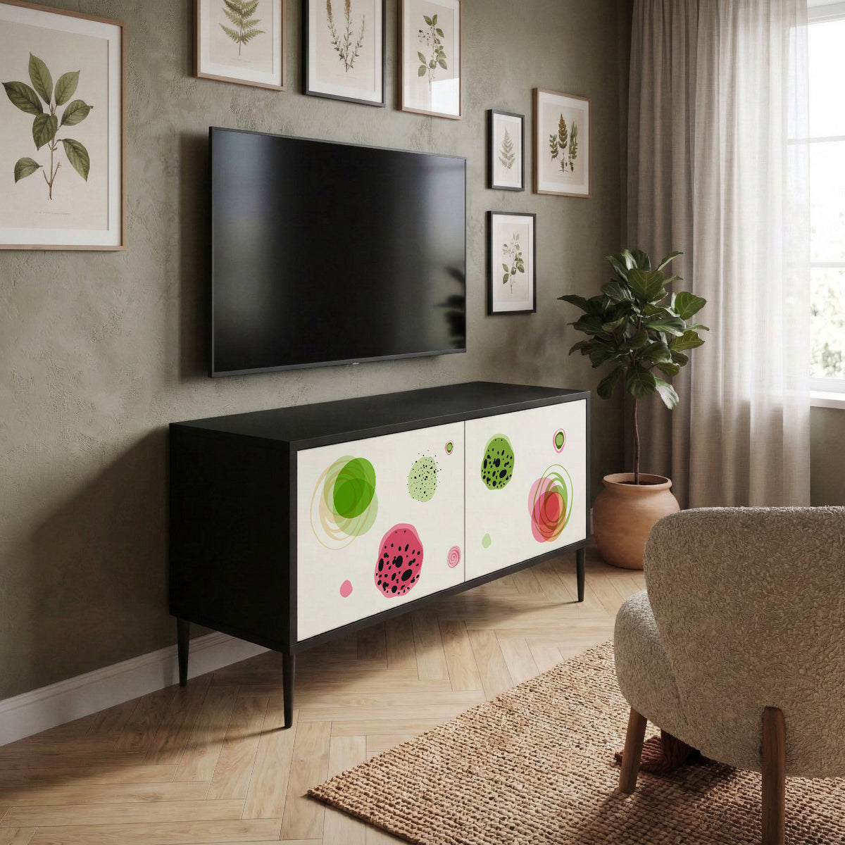 COLORFUL COSMOS Compact 2-Door TV Cabinet
