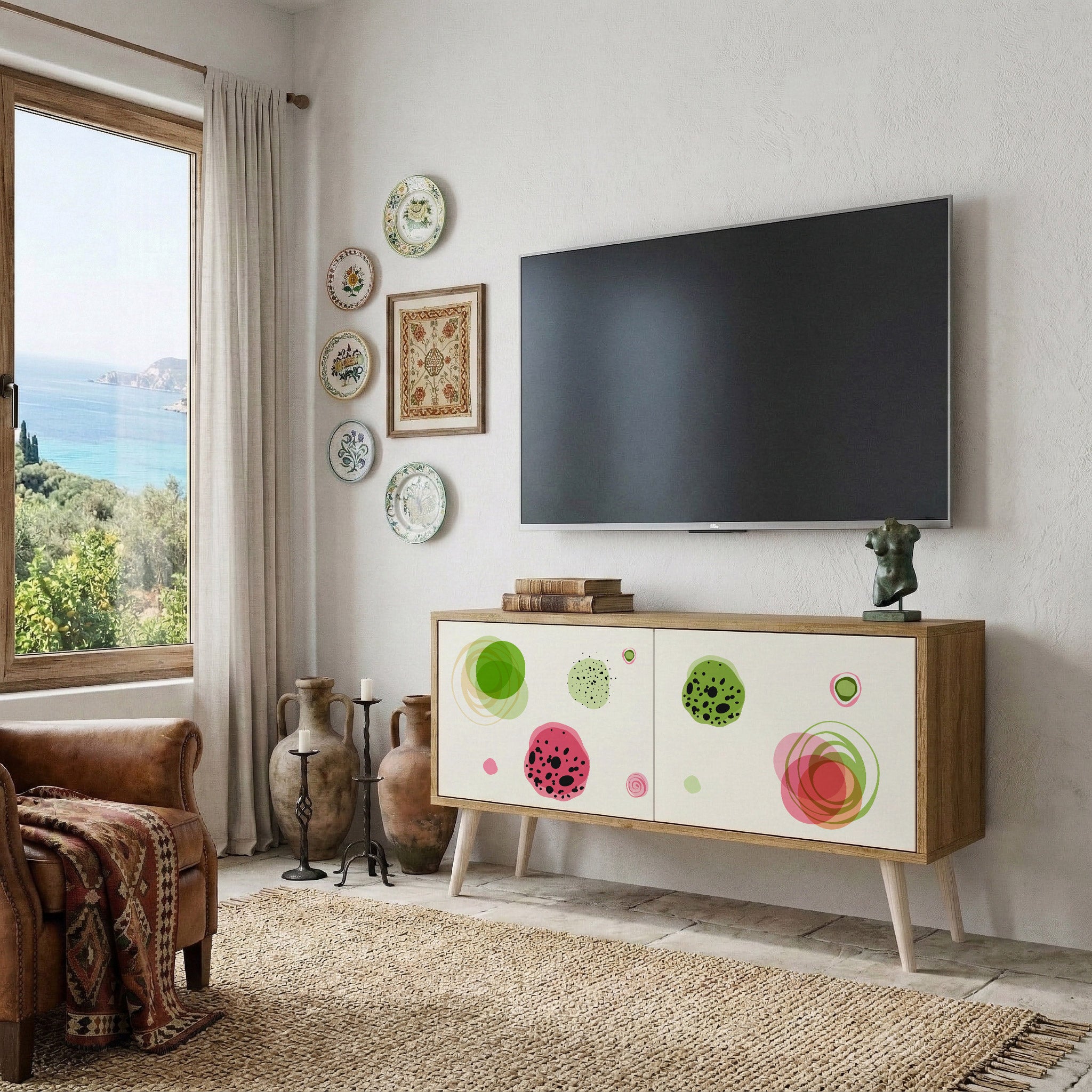 COLORFUL COSMOS Compact 2-Door TV Cabinet