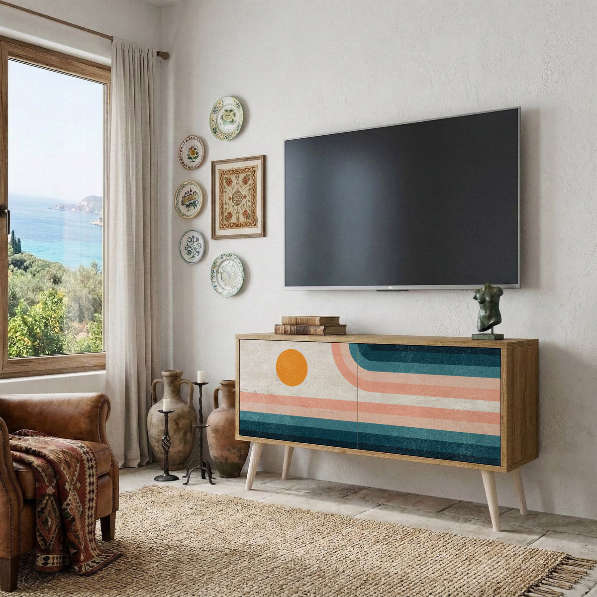 TWO HALVES Compact 2-Door TV Cabinet