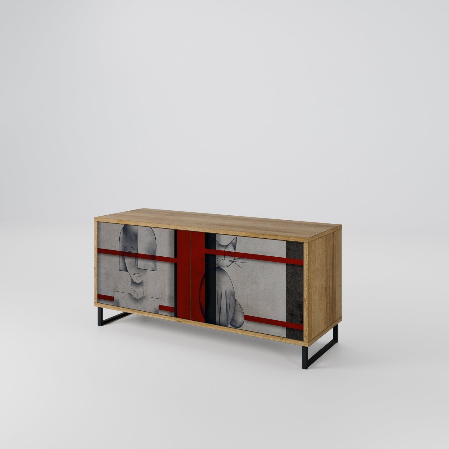 GRAY FIGURES Compact 2-Door TV Cabinet