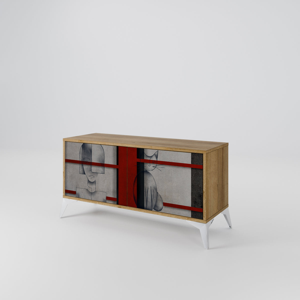 GRAY FIGURES Compact 2-Door TV Cabinet