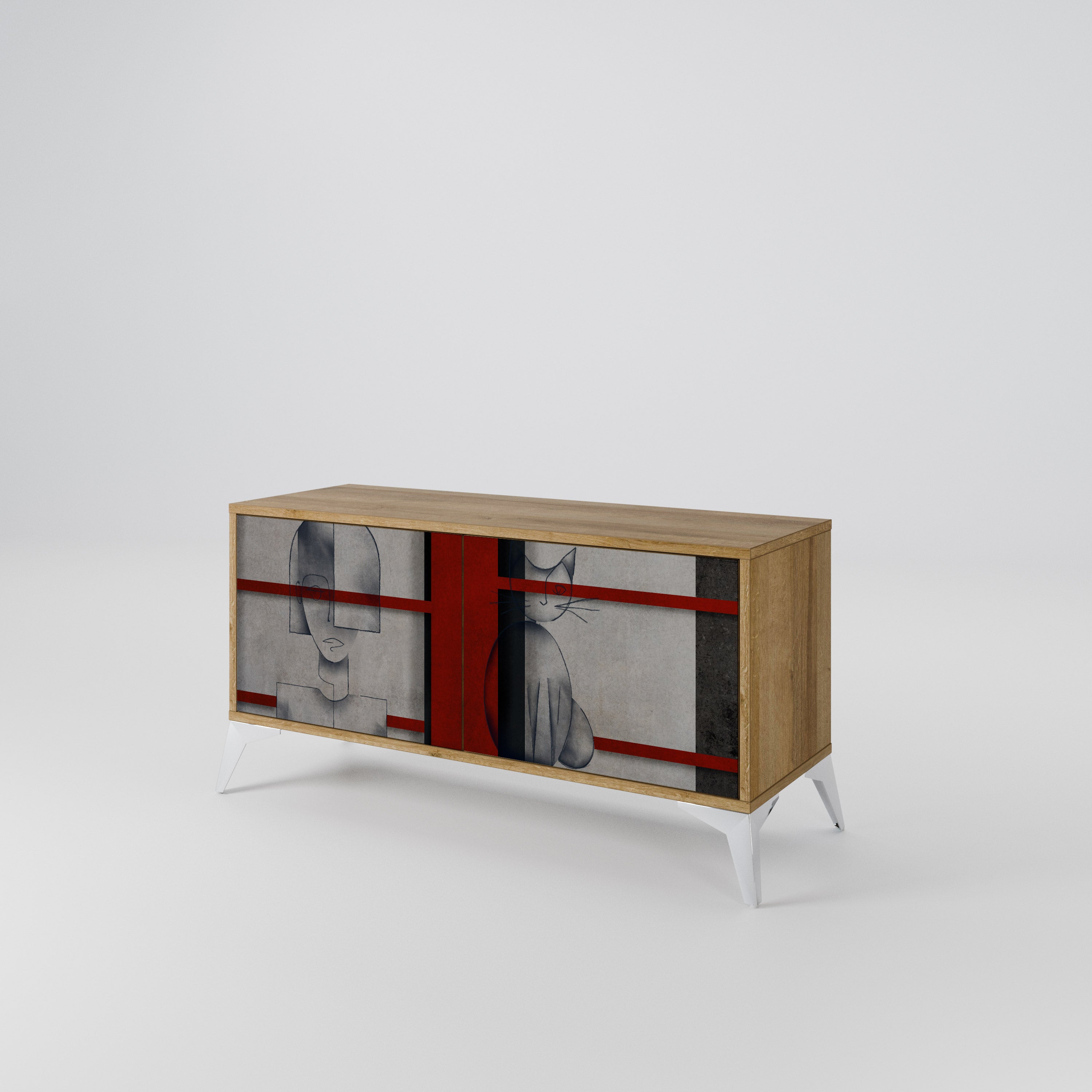 GRAY FIGURES Compact 2-Door TV Cabinet