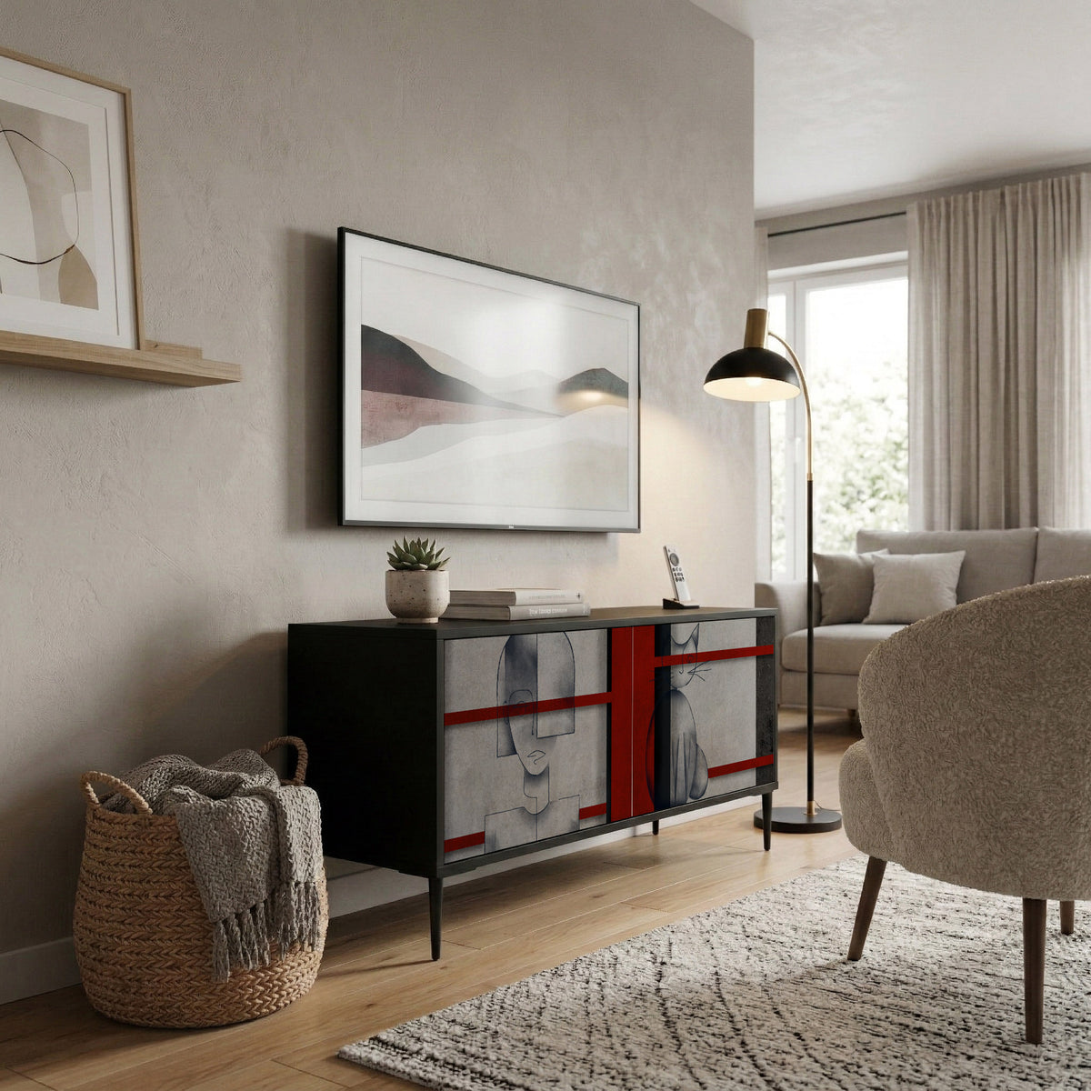 GRAY FIGURES Compact 2-Door TV Cabinet