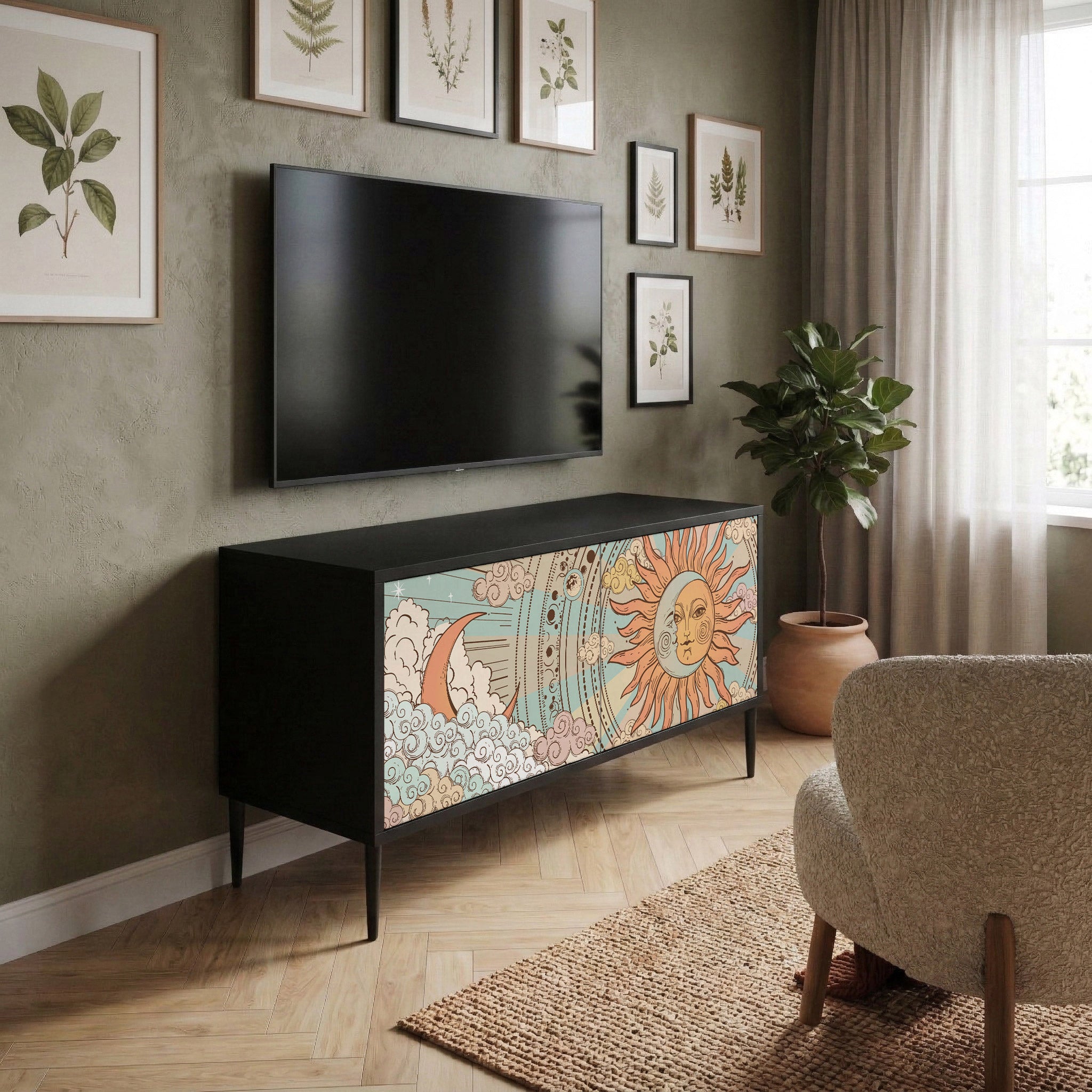 MYSTICAL STRUCTURE Compact 2-Door TV Cabinet