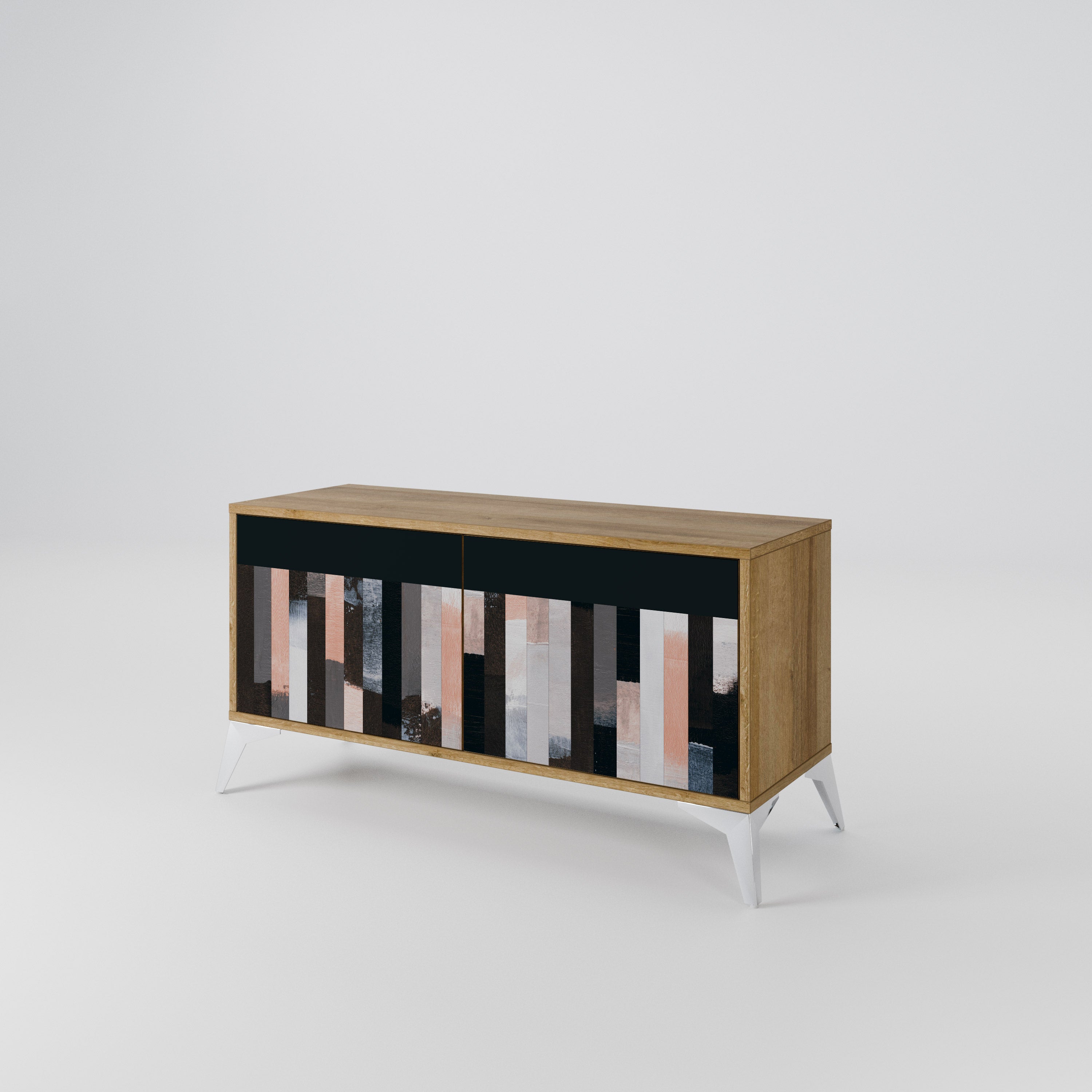 COLLAGE OF RECTANGLES Compact 2-Door TV Cabinet