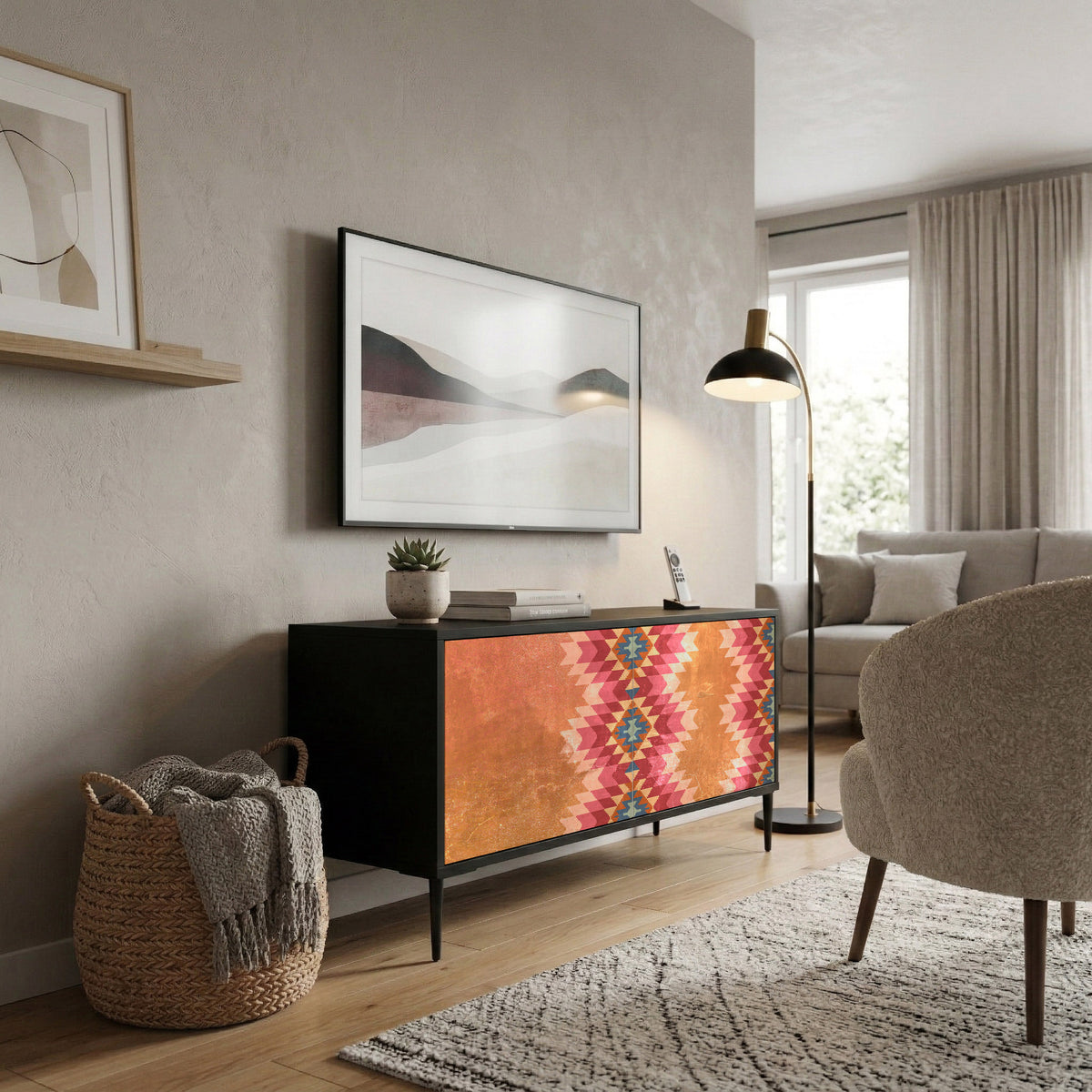 INDIAN FOLK Compact 2-Door TV Cabinet