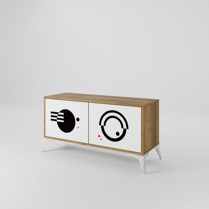 BLACK AND WHITE COMBINATION Compact 2-Door TV Cabinet