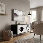 BLACK AND WHITE COMBINATION Compact 2-Door TV Cabinet