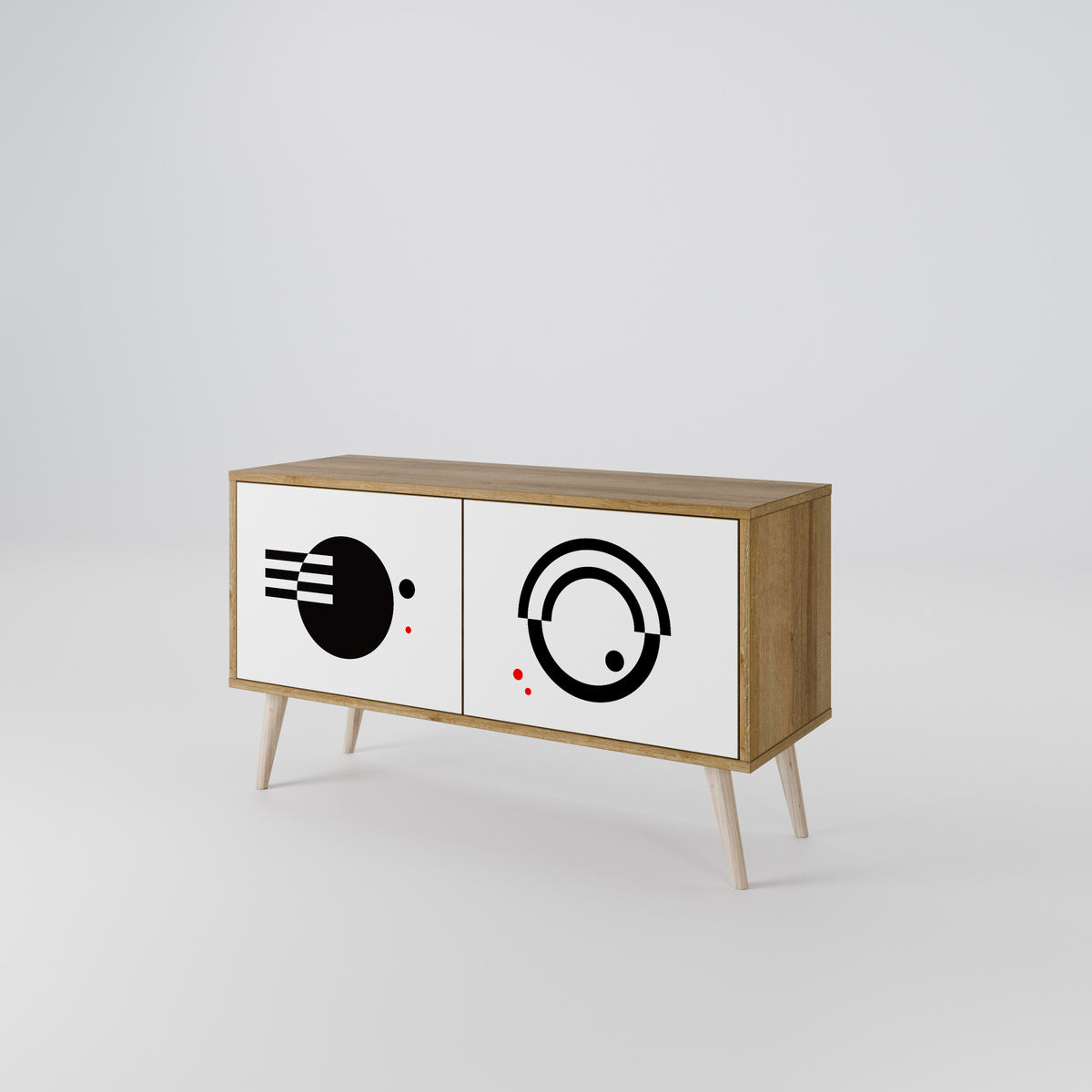 BLACK AND WHITE COMBINATION Compact 2-Door TV Cabinet