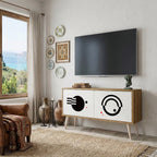 BLACK AND WHITE COMBINATION Compact 2-Door TV Cabinet