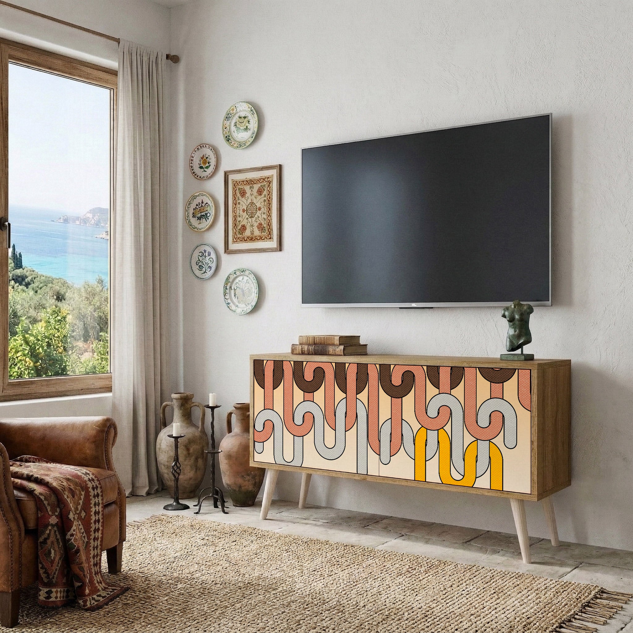 COLORFUL STRINGS Compact 2-Door TV Cabinet