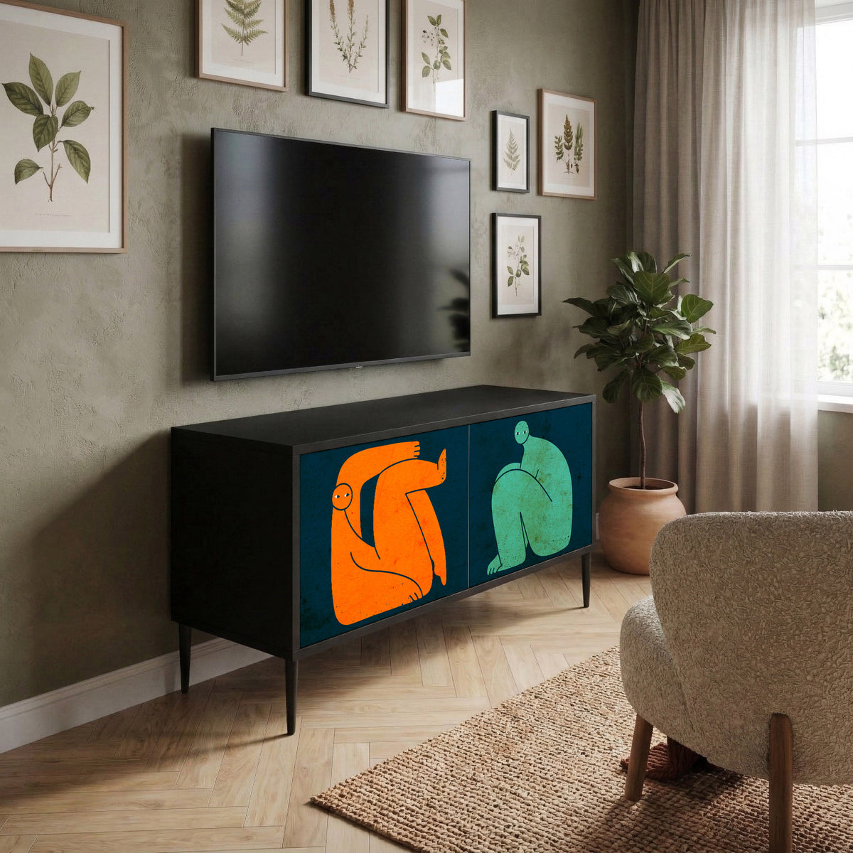 TOGETHER BUT SEPARATELY Compact 2-Door TV Cabinet