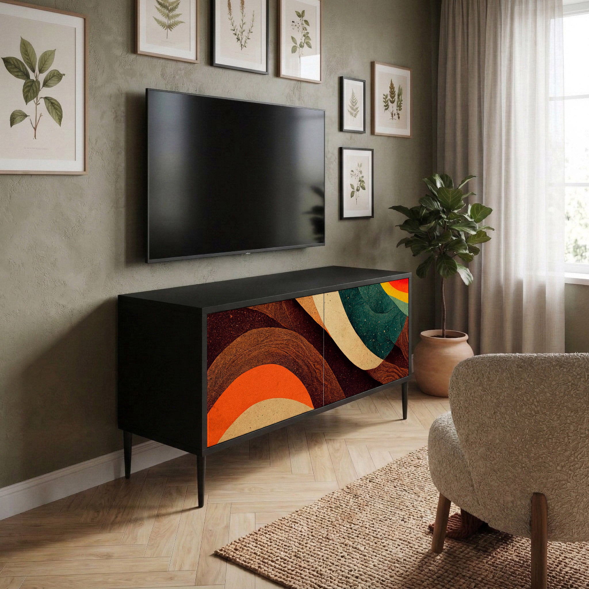 COLORFUL STRANDS Compact 2-Door TV Cabinet