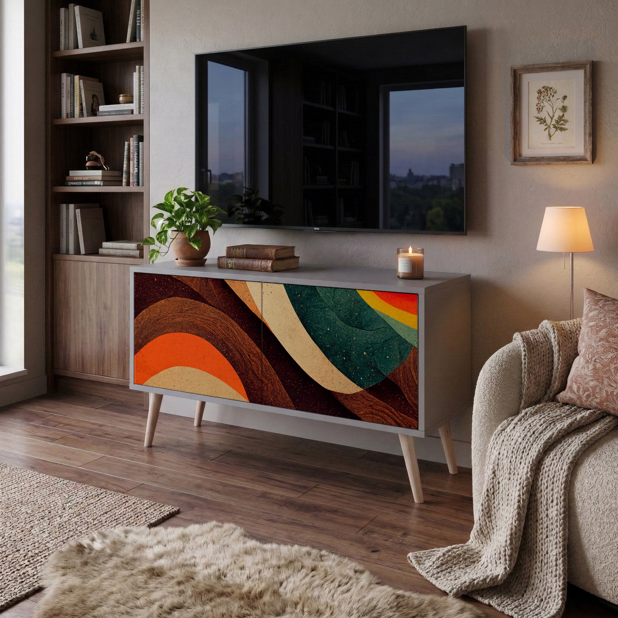 COLORFUL STRANDS Compact 2-Door TV Cabinet