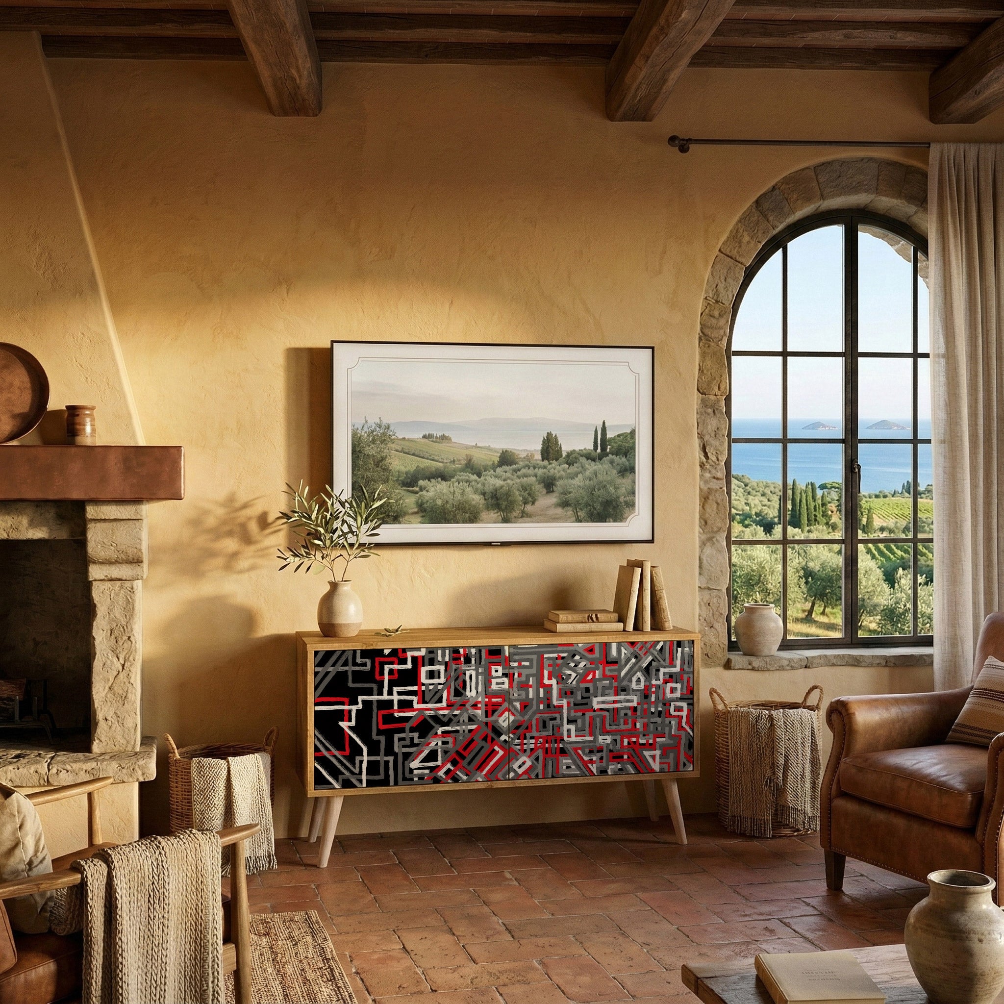 BROKEN LINES Compact 2-Door TV Cabinet