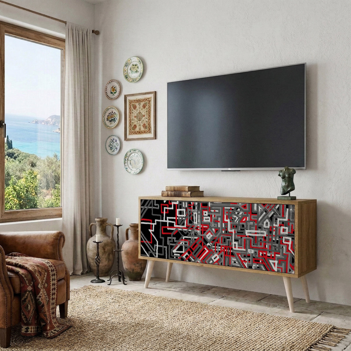 BROKEN LINES Compact 2-Door TV Cabinet