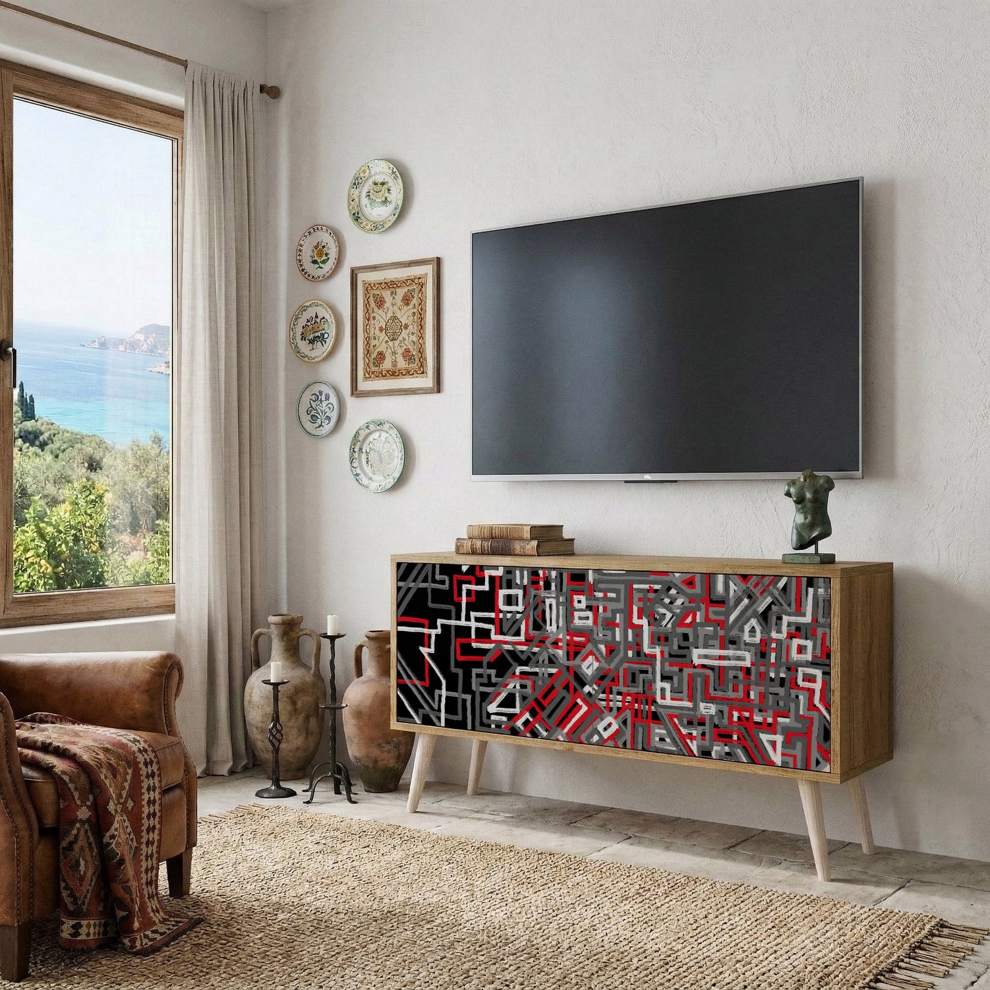 BROKEN LINES Compact 2-Door TV Cabinet