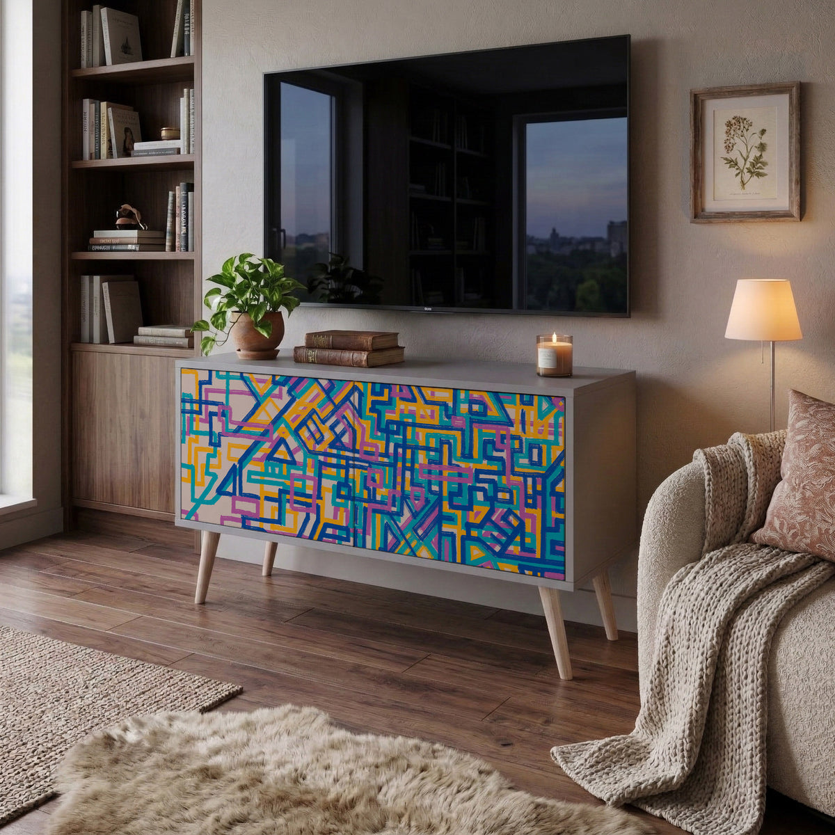 MEMORIES MAP Compact 2-Door TV Cabinet