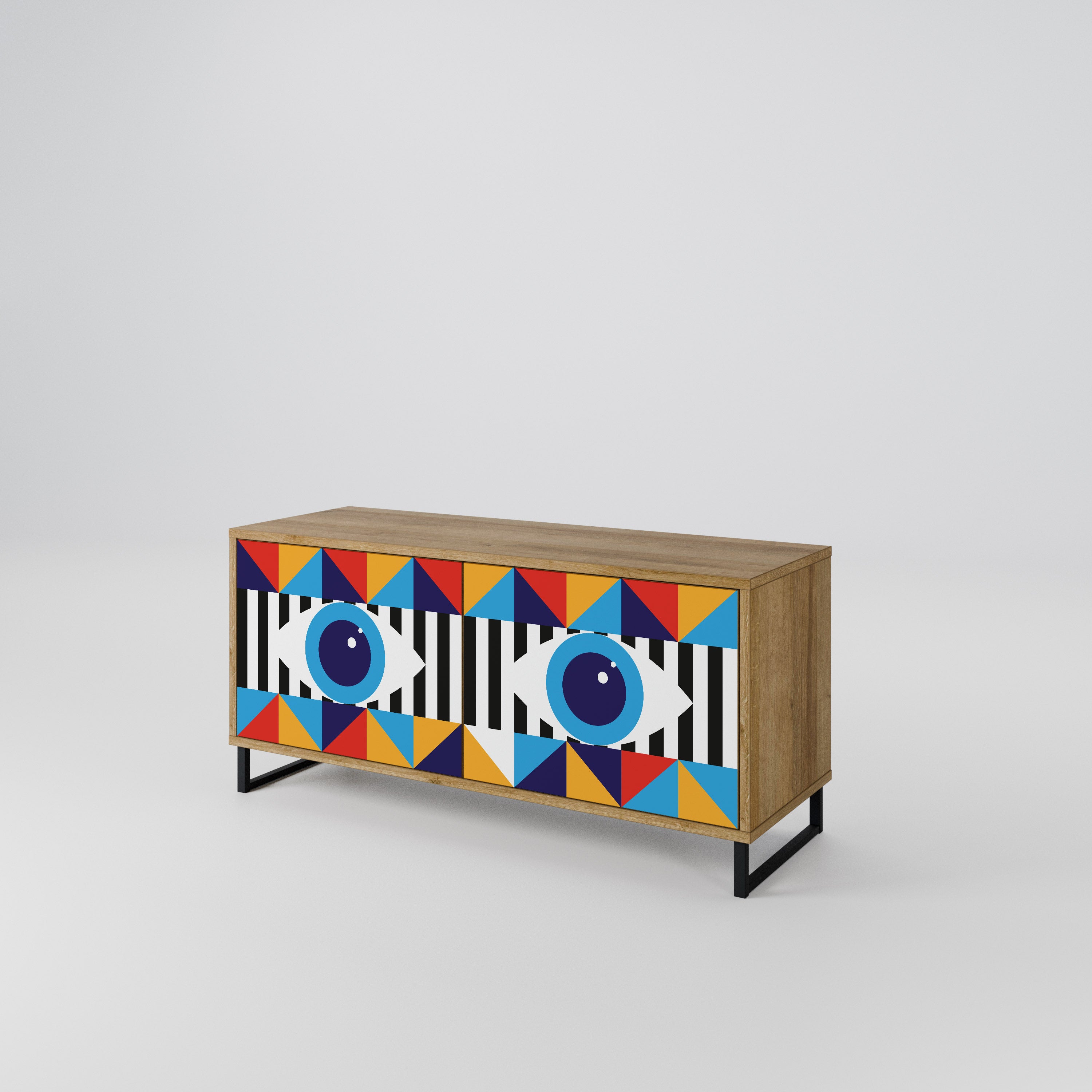 ABSTRACTION AND GEOMETRY Compact 2-Door TV Cabinet