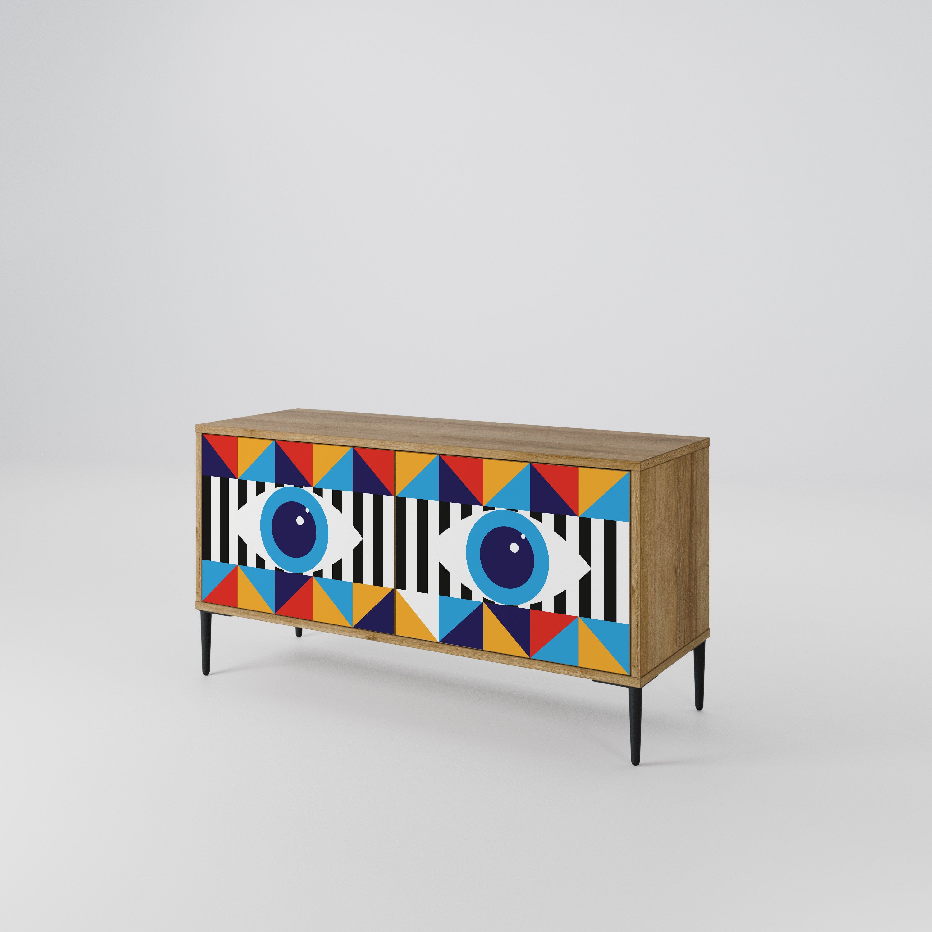 ABSTRACTION AND GEOMETRY Compact 2-Door TV Cabinet