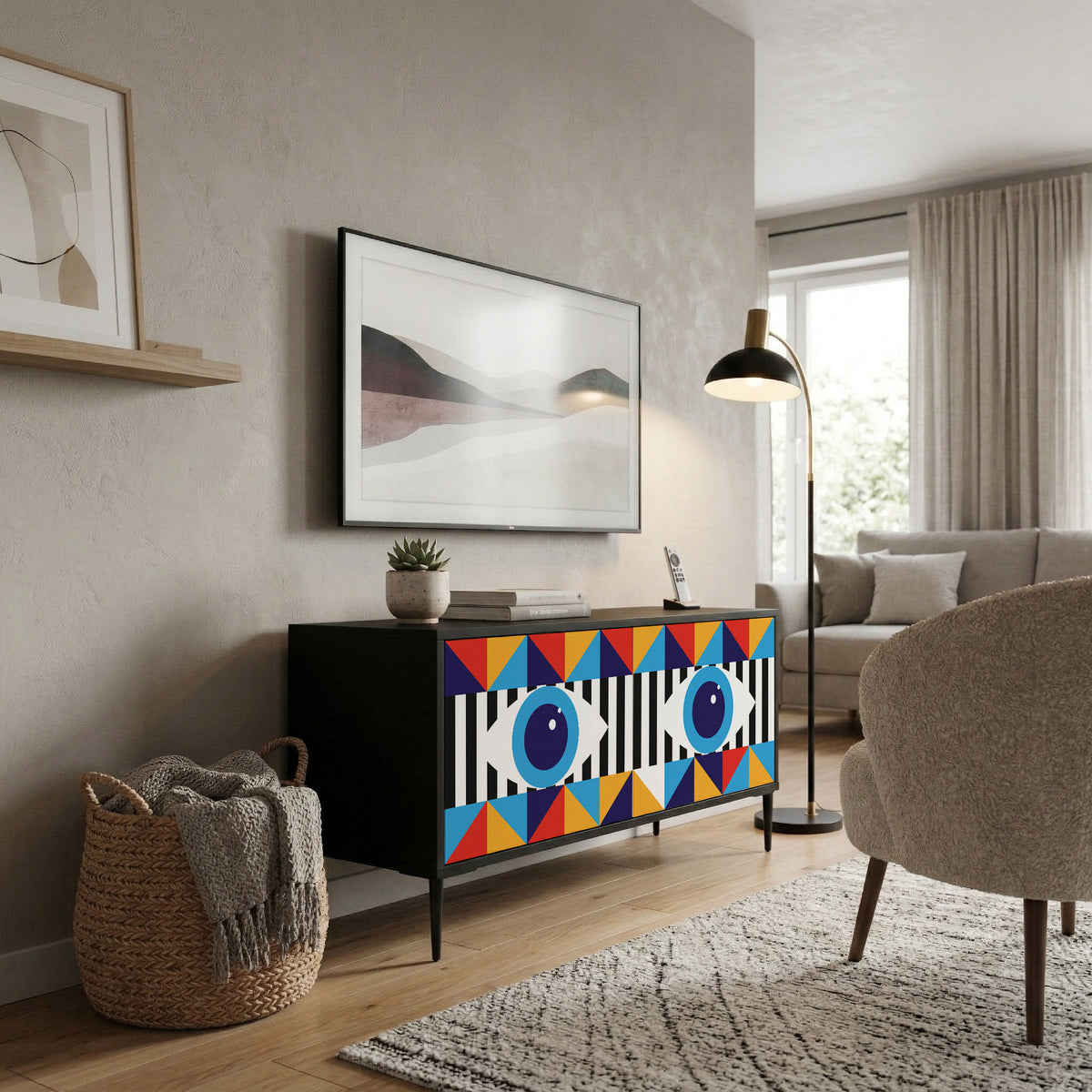 ABSTRACTION AND GEOMETRY Compact 2-Door TV Cabinet