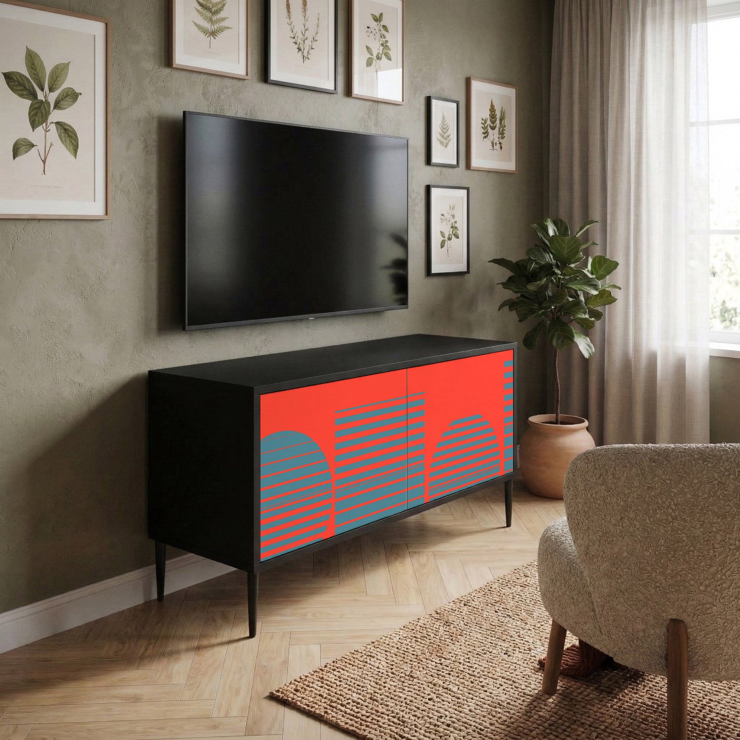 RISING GEOMETRY STARS Compact 2-Door TV Cabinet