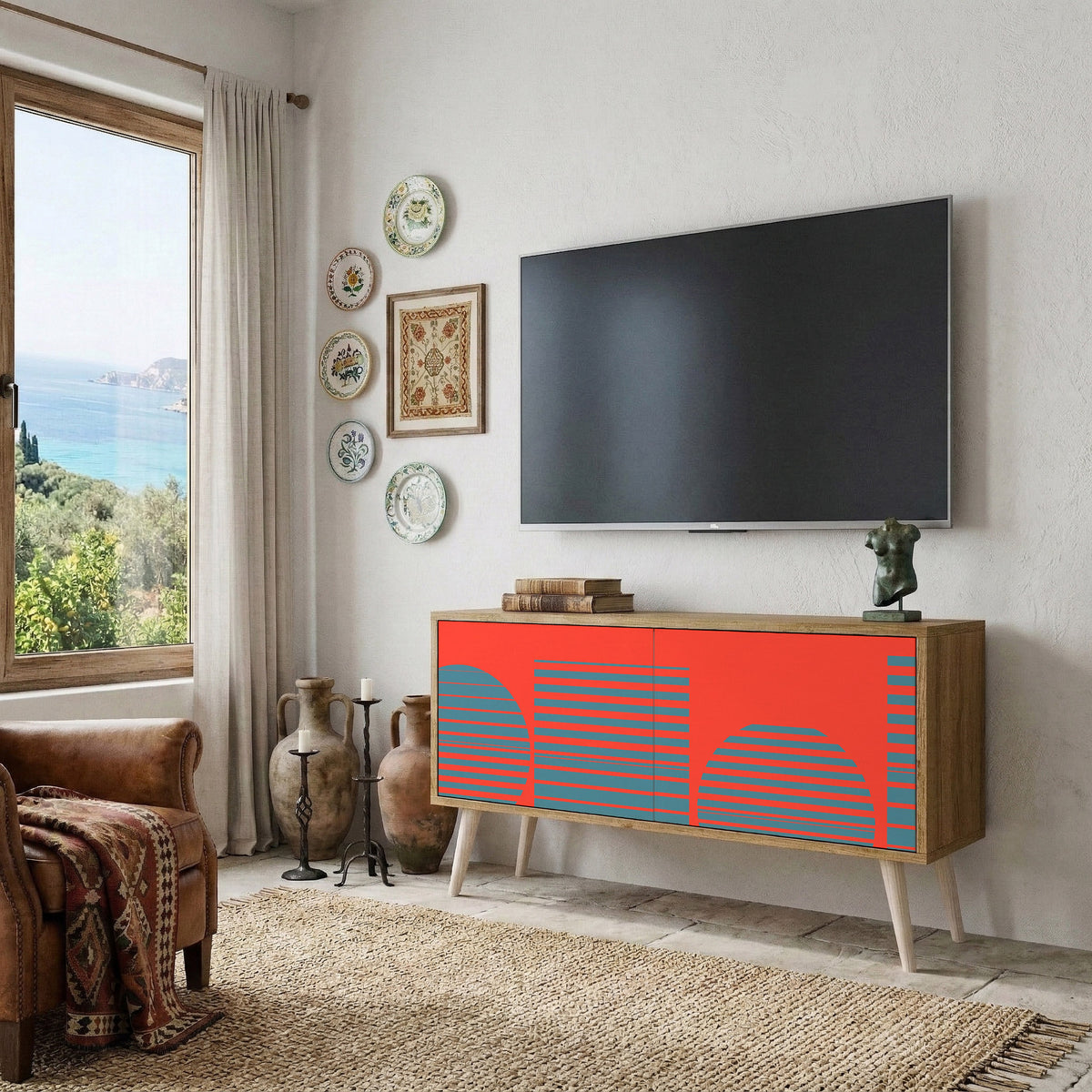 RISING GEOMETRY STARS Compact 2-Door TV Cabinet