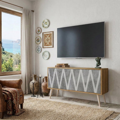SOLID ZIG ZAG Compact 2-Door TV Cabinet