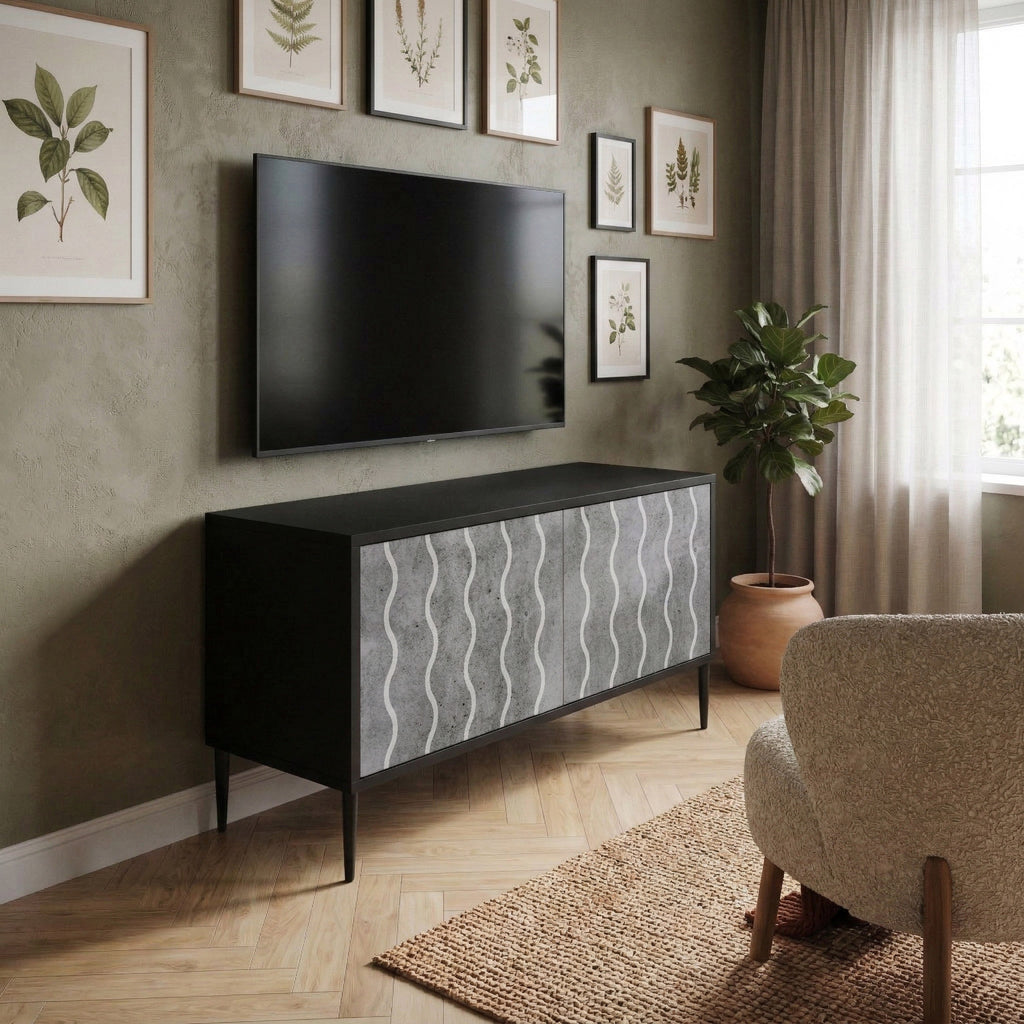WAVES OF CONCRETE Compact 2-Door TV Cabinet