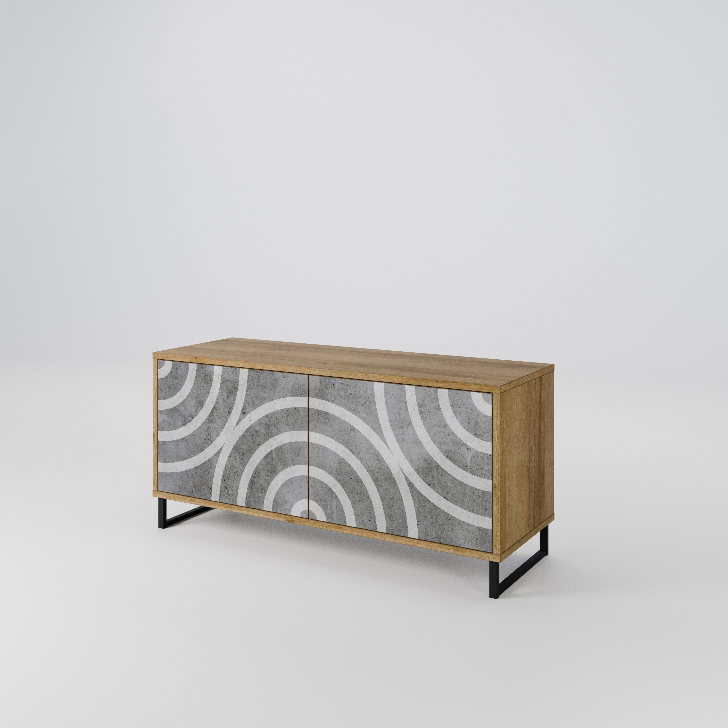 CIRCLE CONCRETE Compact 2-Door TV Cabinet